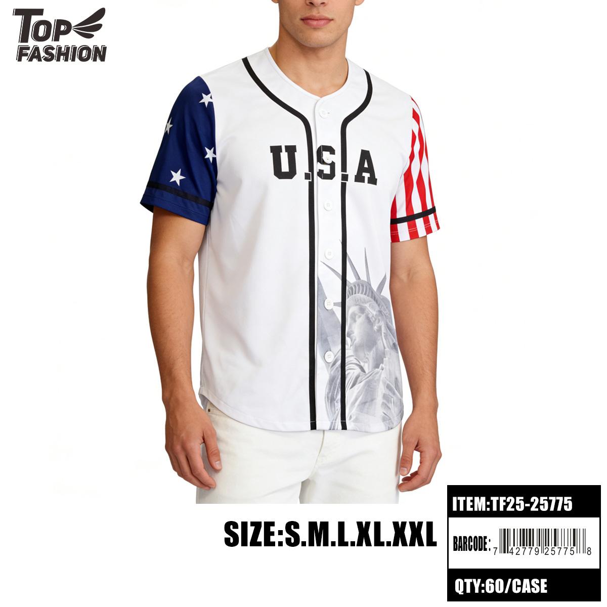 USA BUTTON BASEBALL JERSEY WHITE S-XL 60PC/CS image