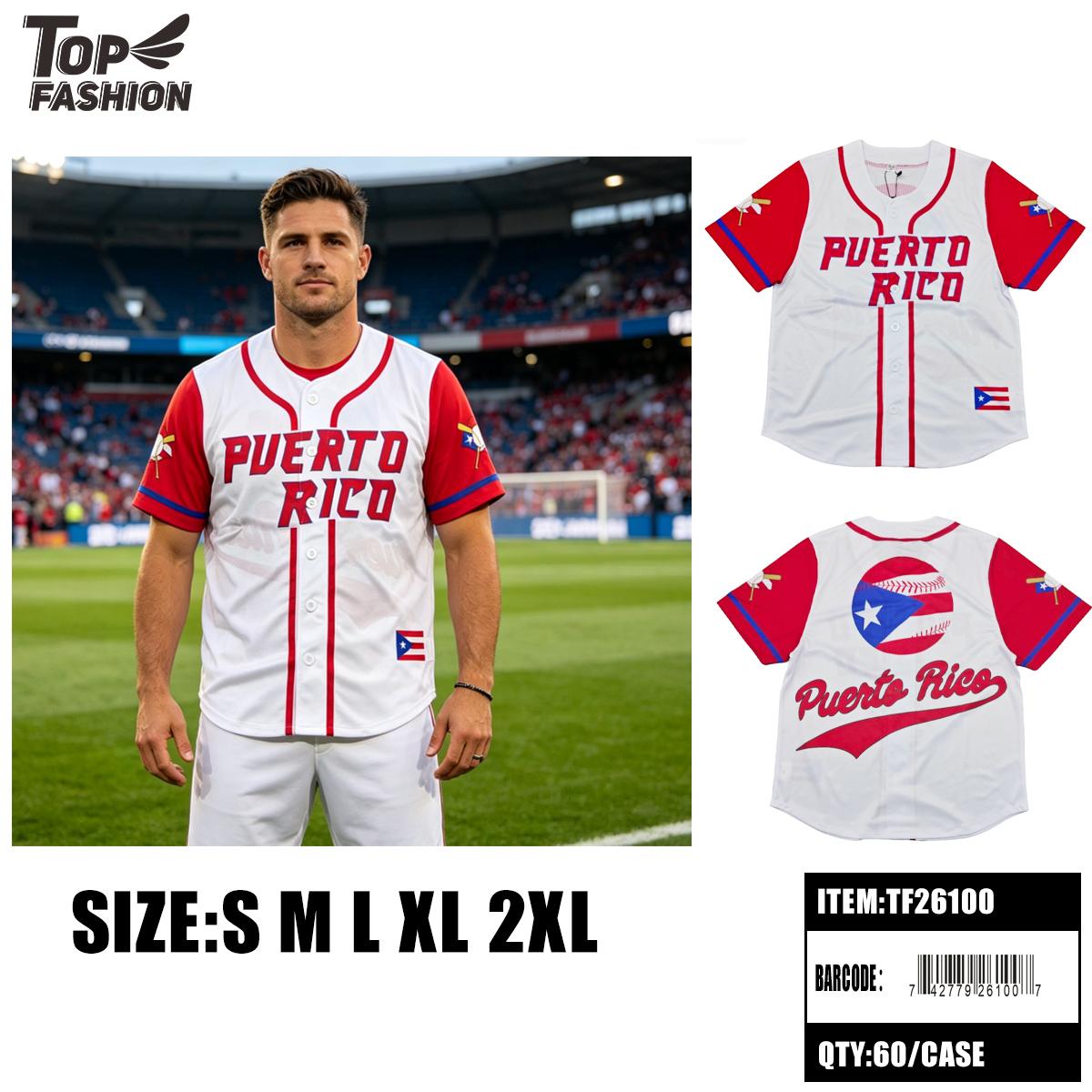 PUERTO RICO BUTTON BASEBALL JERSEY WHITE S-XXL 60PC/CS (TF26100) image
