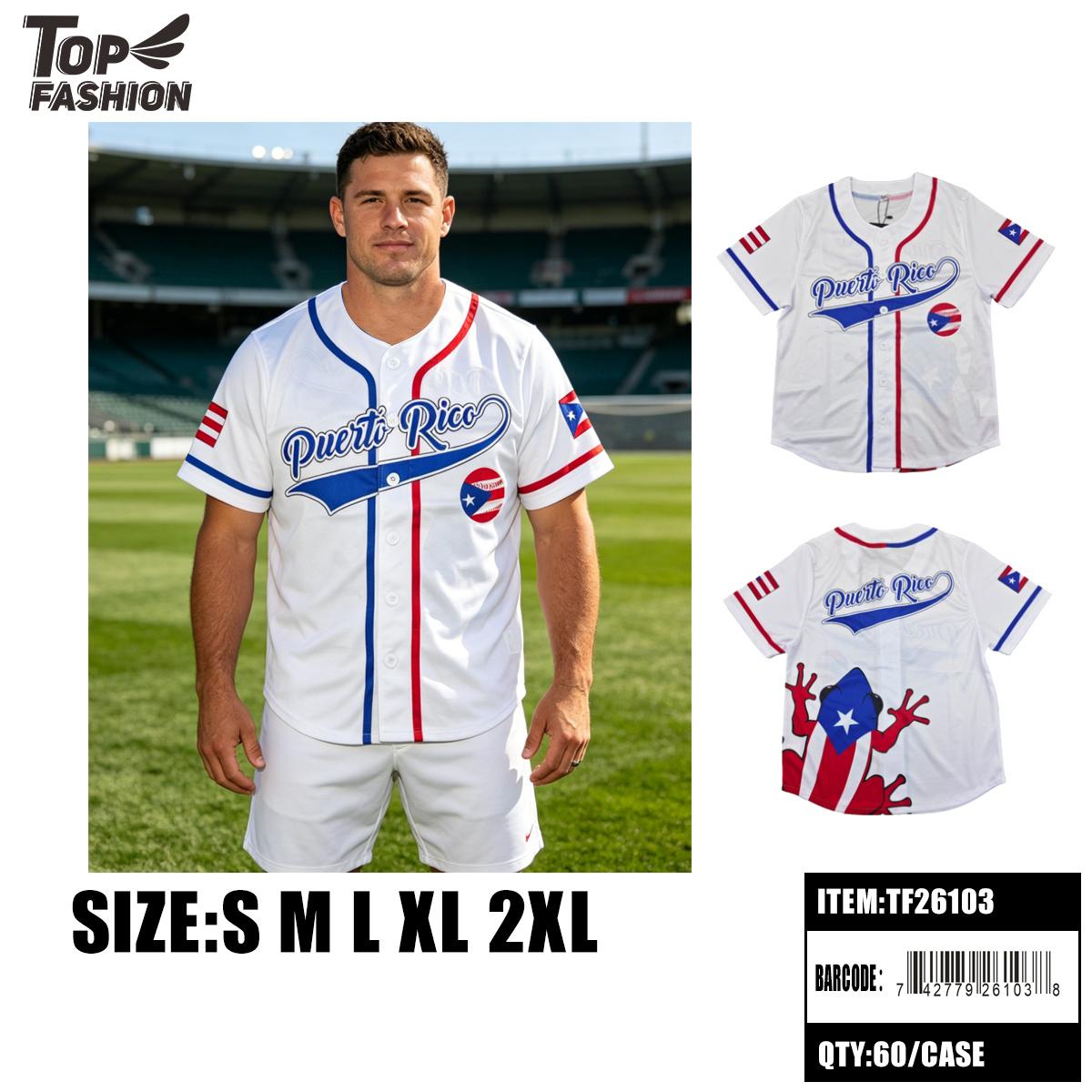 PUERTO RICO BUTTON BASEBALL JERSEY WHITE S-XXL 60PC/CS image