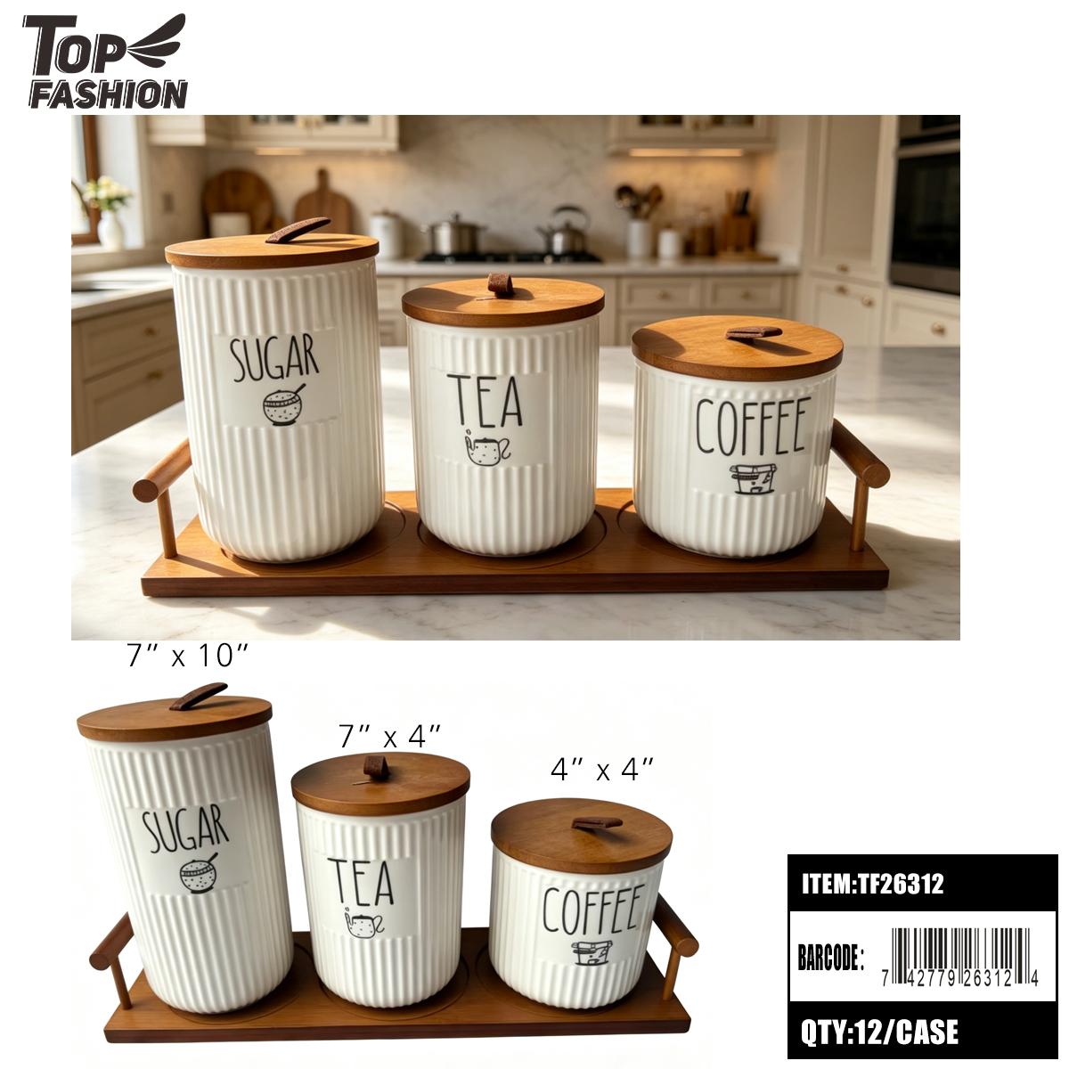 3PC CERAMIC CANISTER SET W/TRAY 12PC/CS (TF26312) image