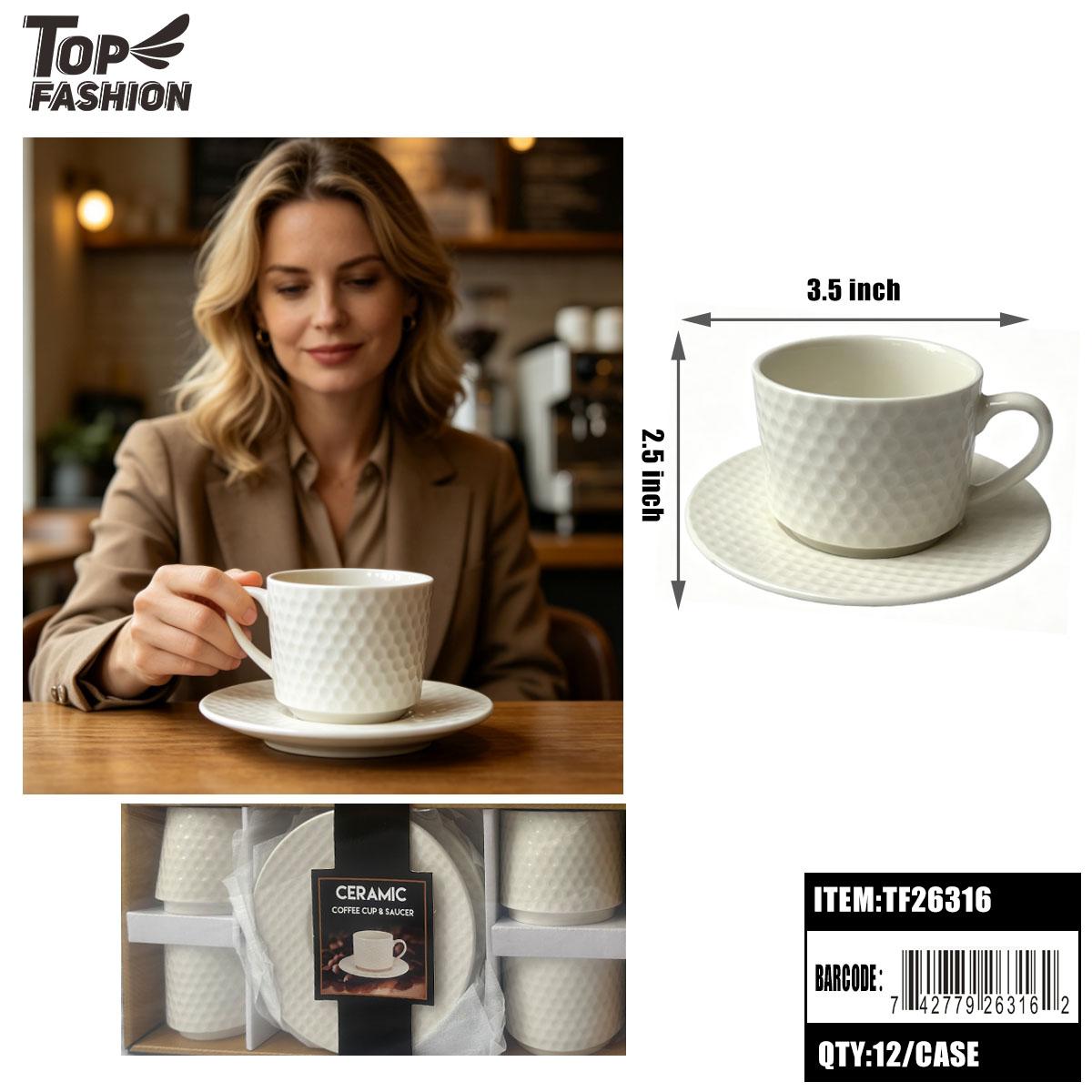 8PCS CERAMIC CUP & SAUCER SET 12PK/CS