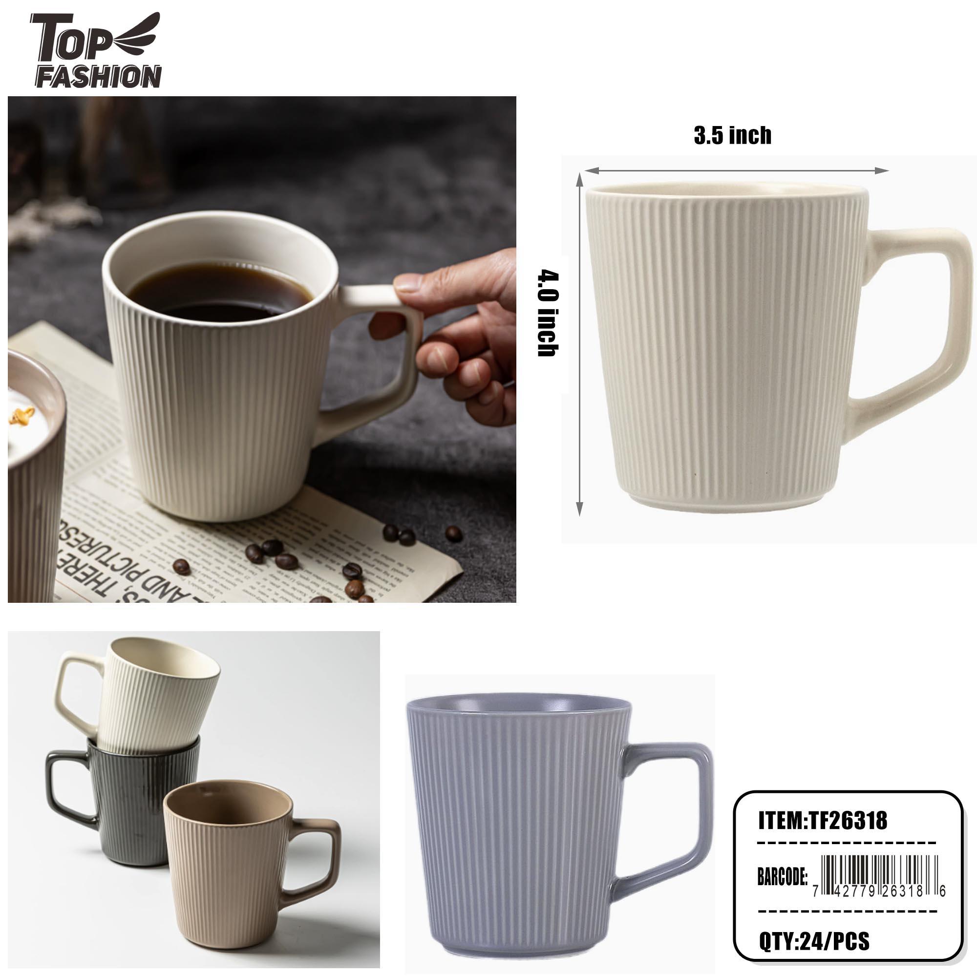 3PCS RIBBED CERAMIC MUG GIFT SET 4CLRS 24PK/CS
