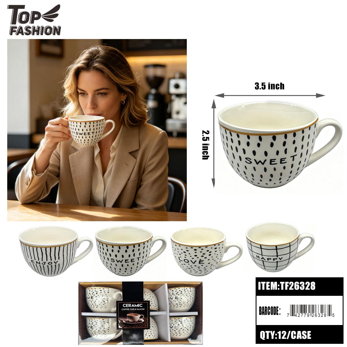 CERAMIC COFFEE CUP SET 4CLR (6PC) 12BX/CS (TF26328)