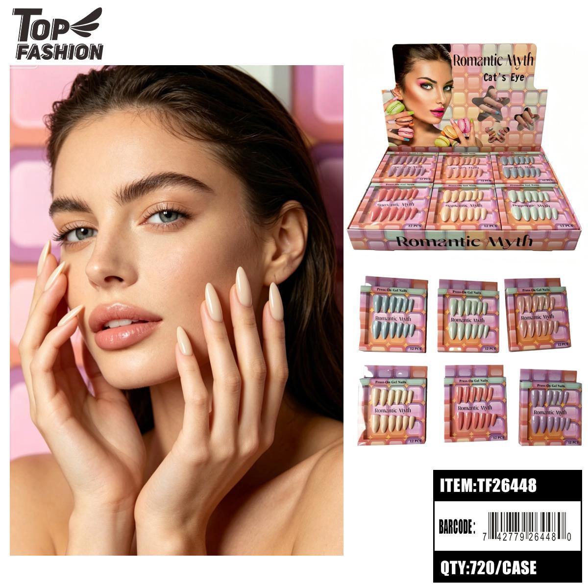 PRESS-ON GEL NAILS W/ GLUE 6 ASSORTED (12PC) 60DZ/CS (TF26448) image