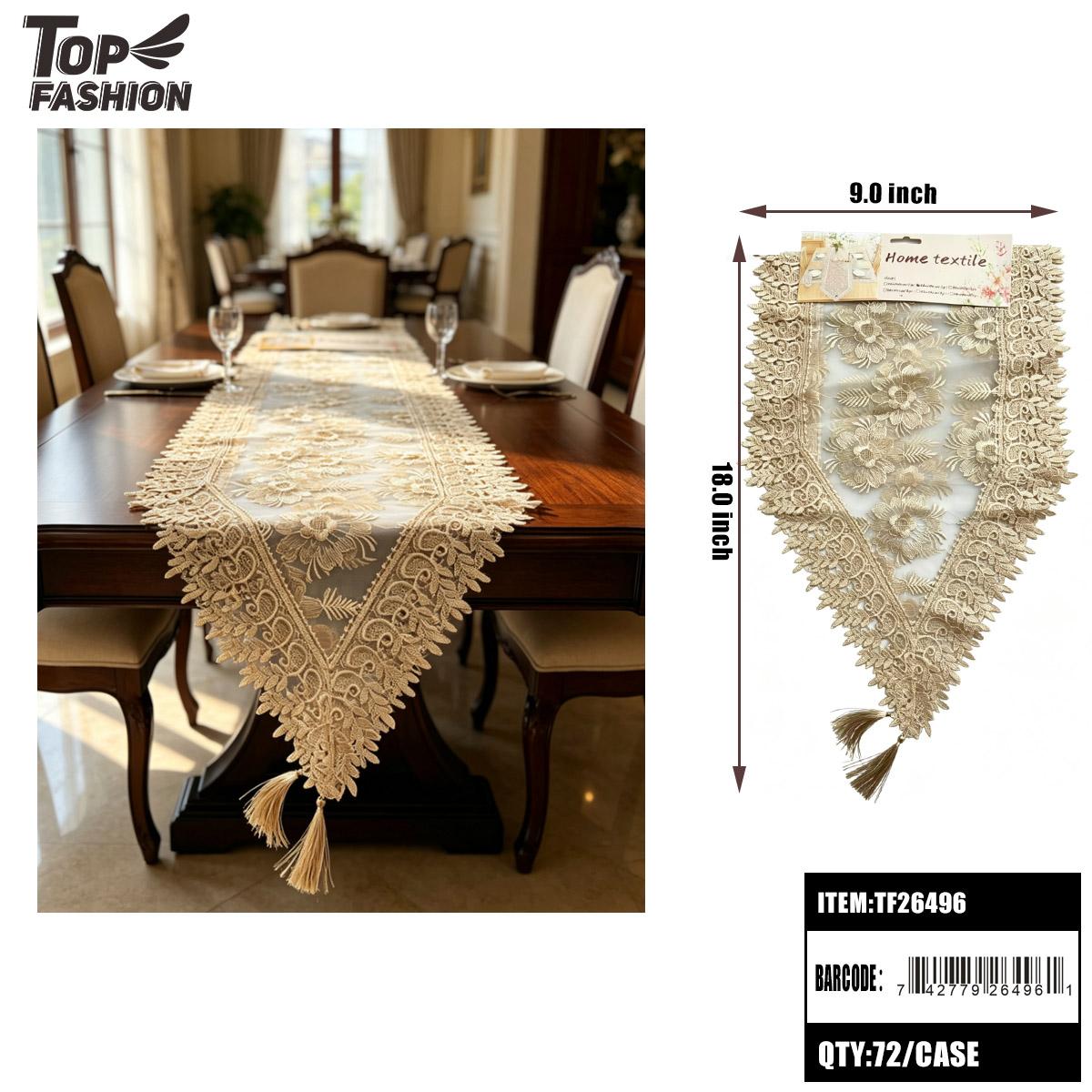 LUXURY EMBROIDERED LACE TABLE RUNNER 12PC/6BG/72PC/CS (TF26496) image