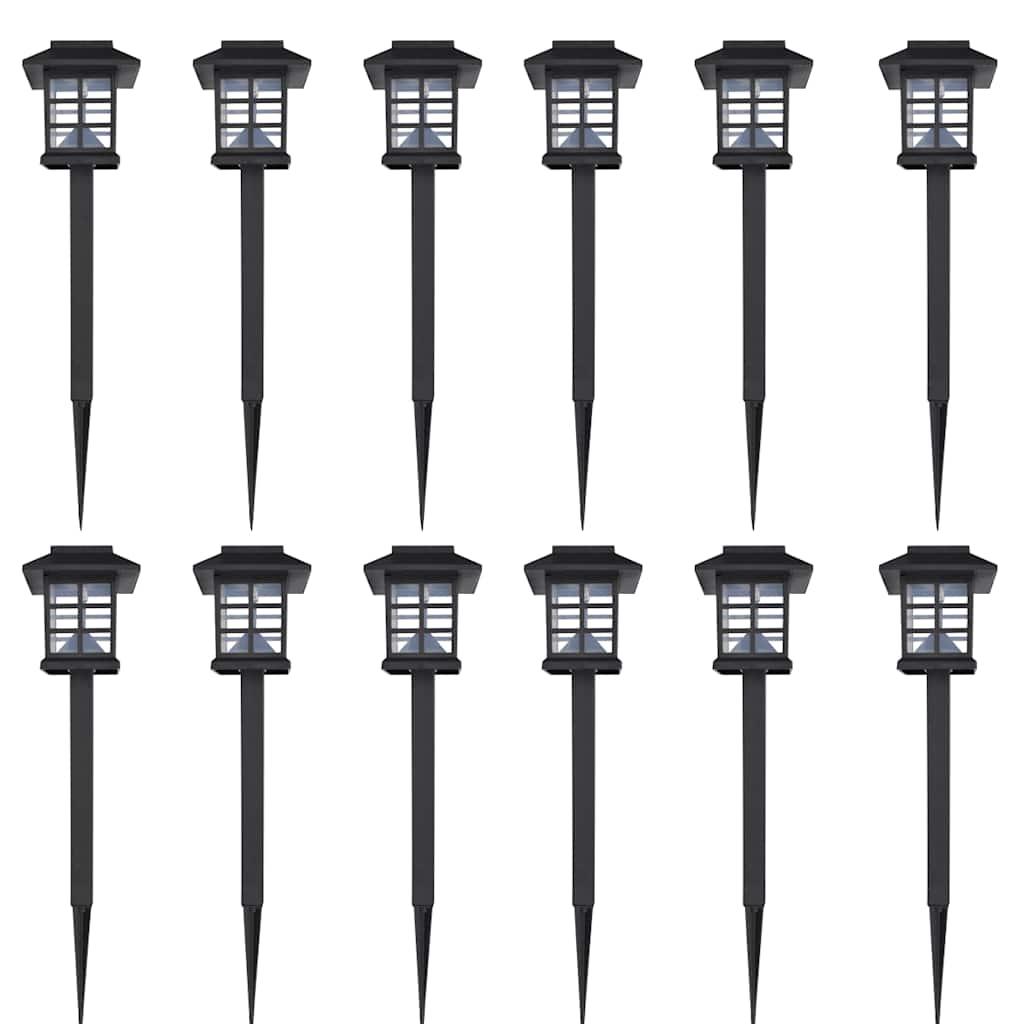 vidaXL Outdoor Solar Lamp LED Light Set 12 pcs with Spike 3.4"x3.4"x15 image