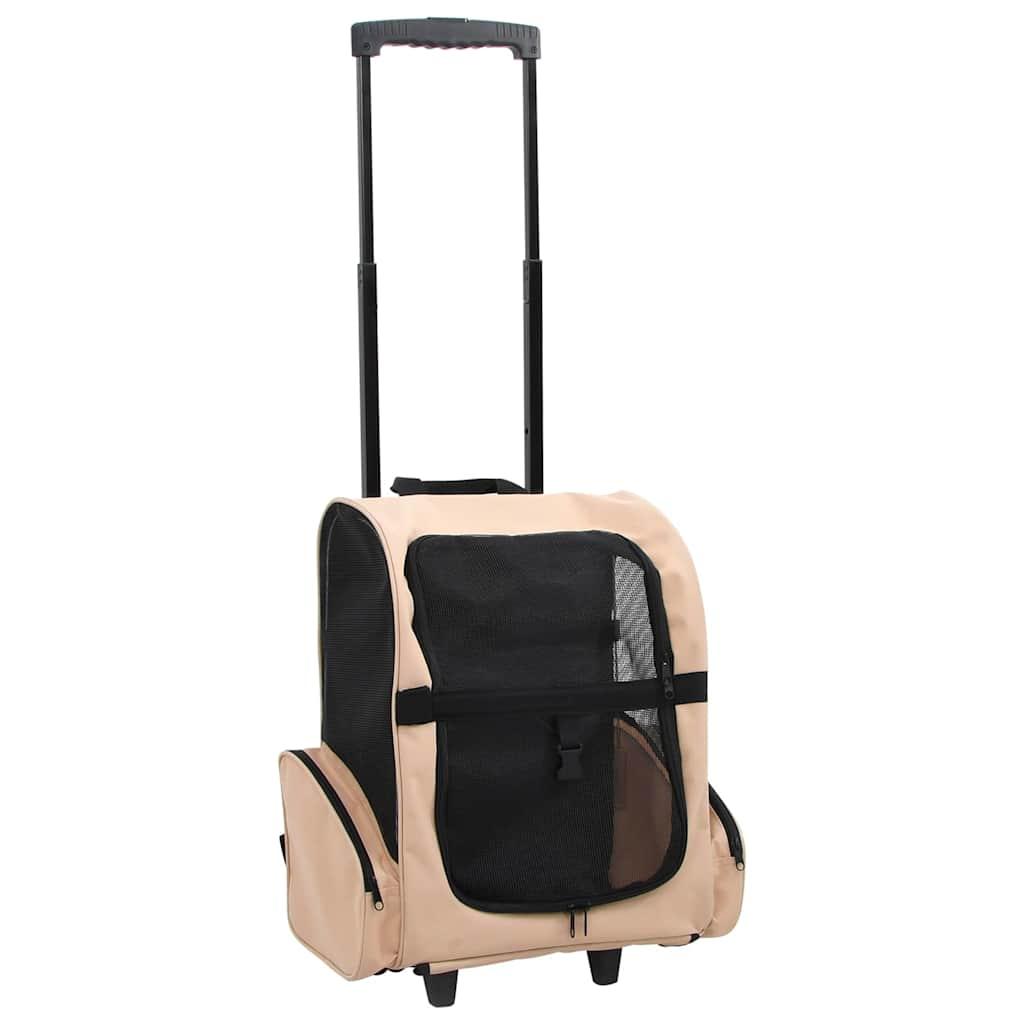 vidaXL Foldable Multipurpose Pet Trolley Beige image