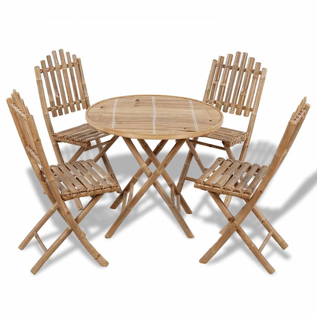 vidaXL 5 Piece Folding Patio Dining Set Bamboo image