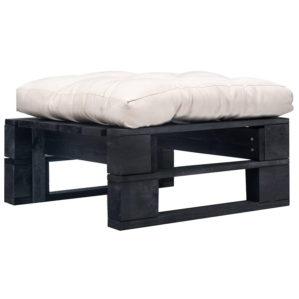 vidaXL Pallet Ottoman Black, Sand Impregnated Pinewood, Polyester Medium image
