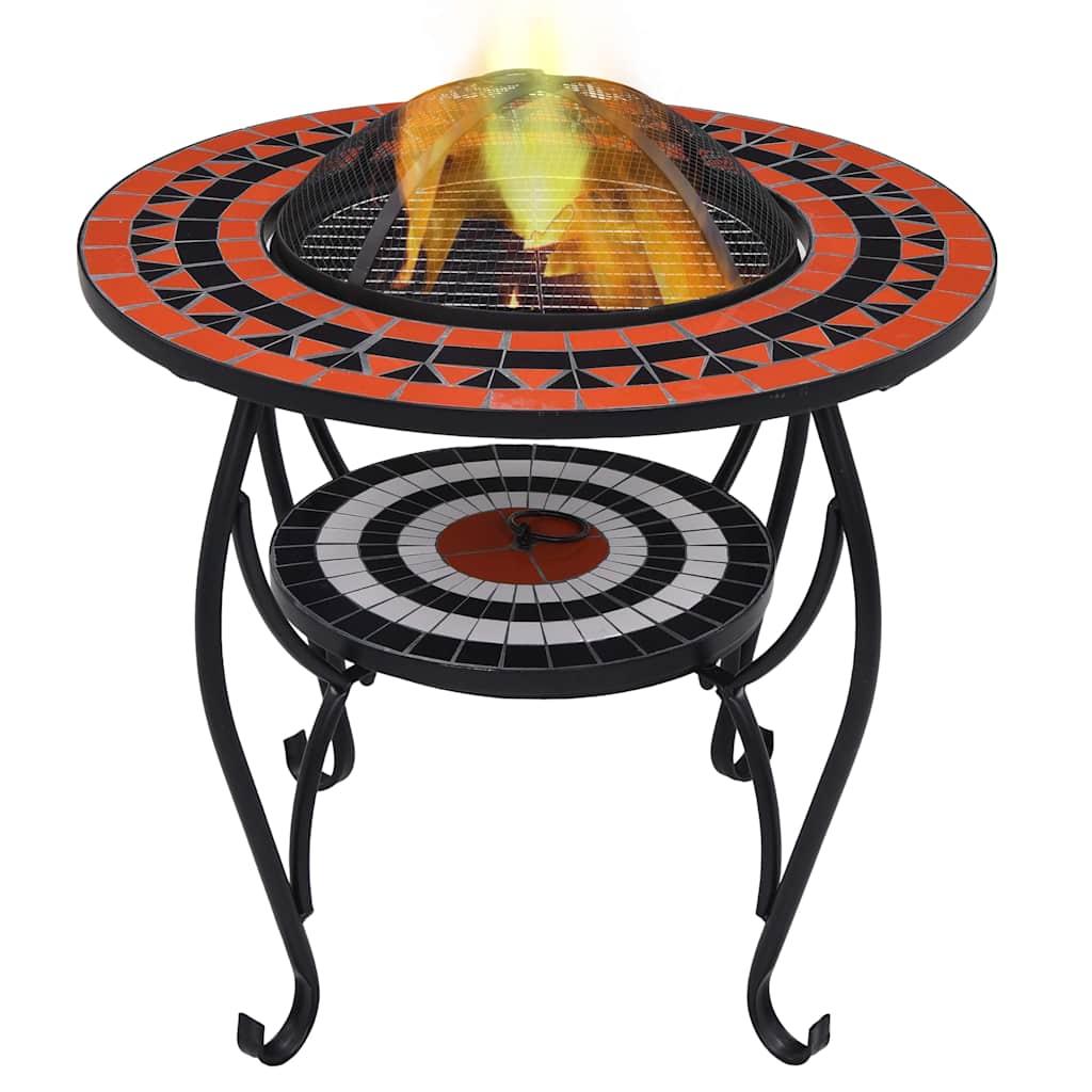 vidaXL Mosaic Fire Pit Table Terracotta and White 26.8 Inch Ceramic image