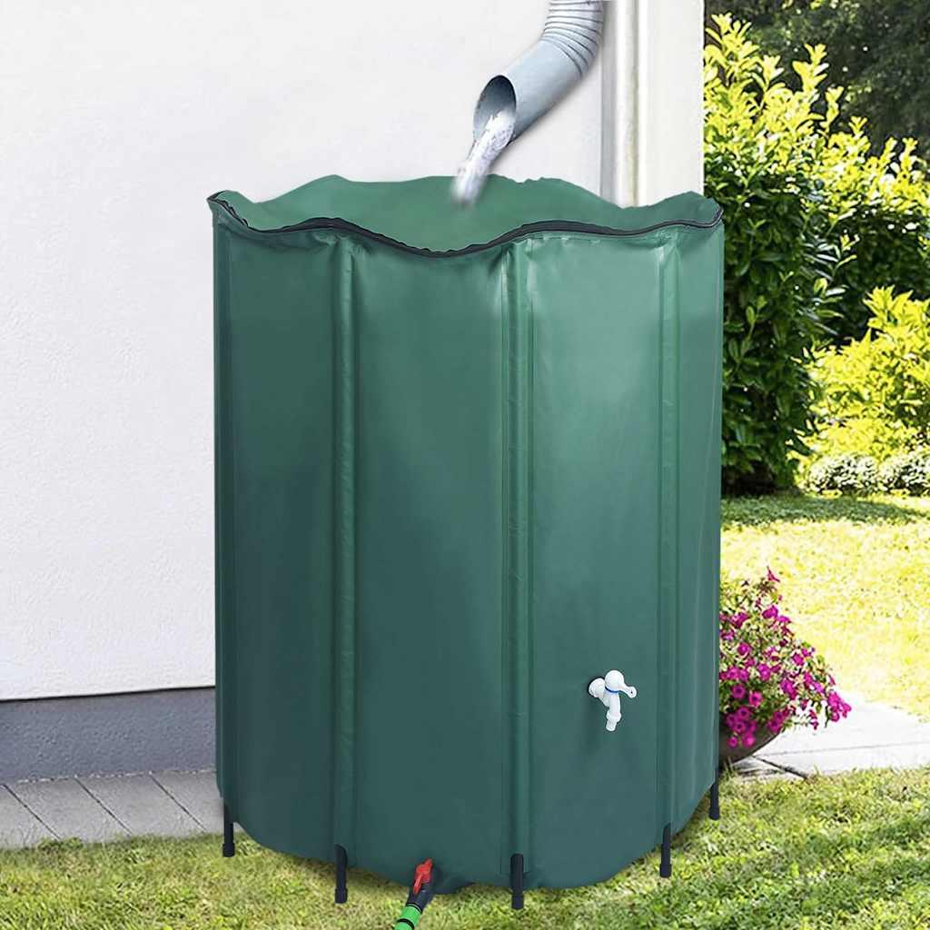 vidaXL Rain Water Tank Dark green PVC and mesh fabric Large Collapsible image