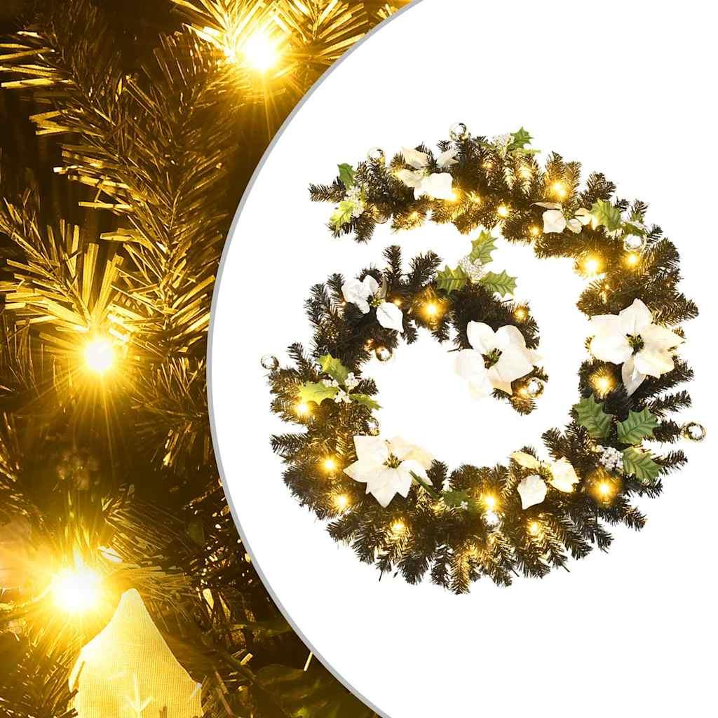 vidaXL Christmas Garland with LED Lights Black 8.9'PVC image