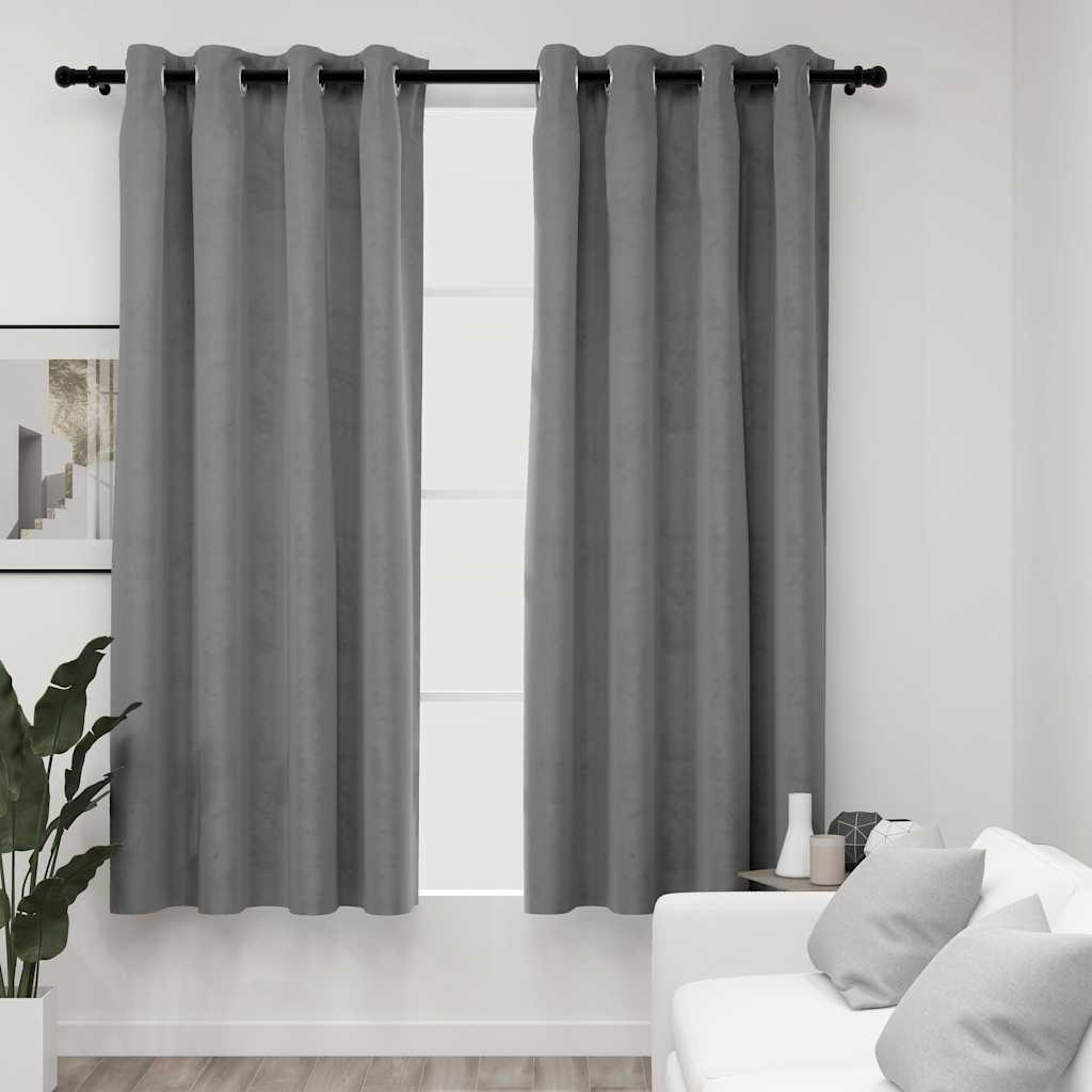 vidaXL Blackout Curtains with Rings 2 pcs Gray 54"x95" Velvet image