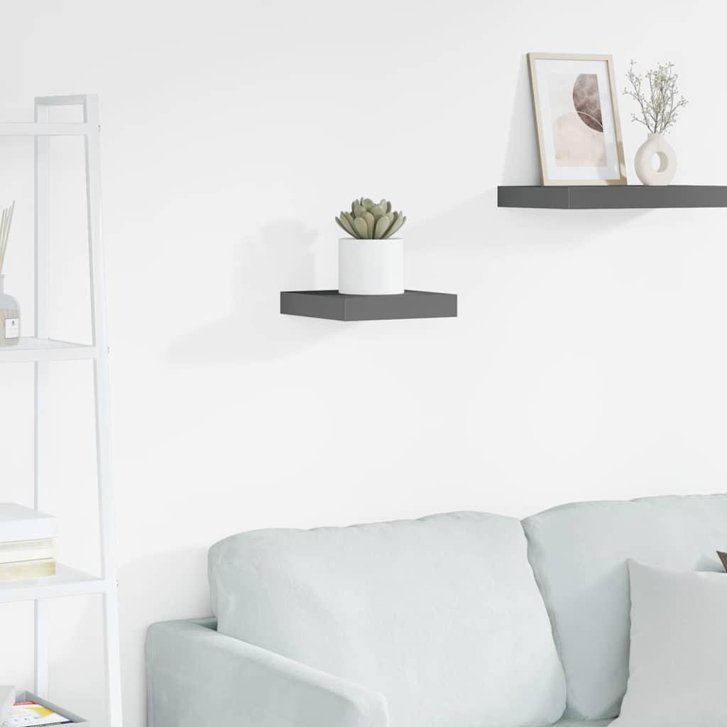 vidaXL Floating Wall Shelf High Gloss Gray 9.1"x9.3"x1.5" MDF image