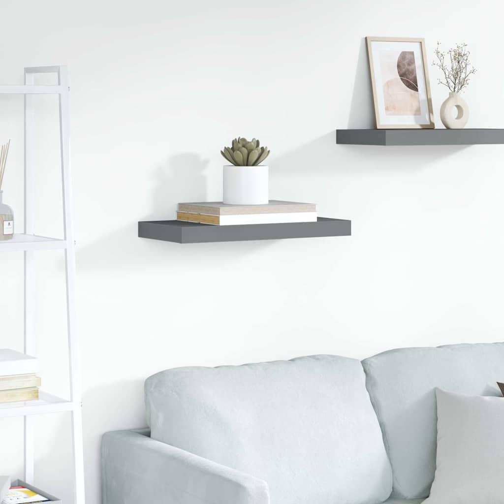 vidaXL Floating Wall Shelf High Gloss Gray 19.7"x9.3"x1.5" MDF image
