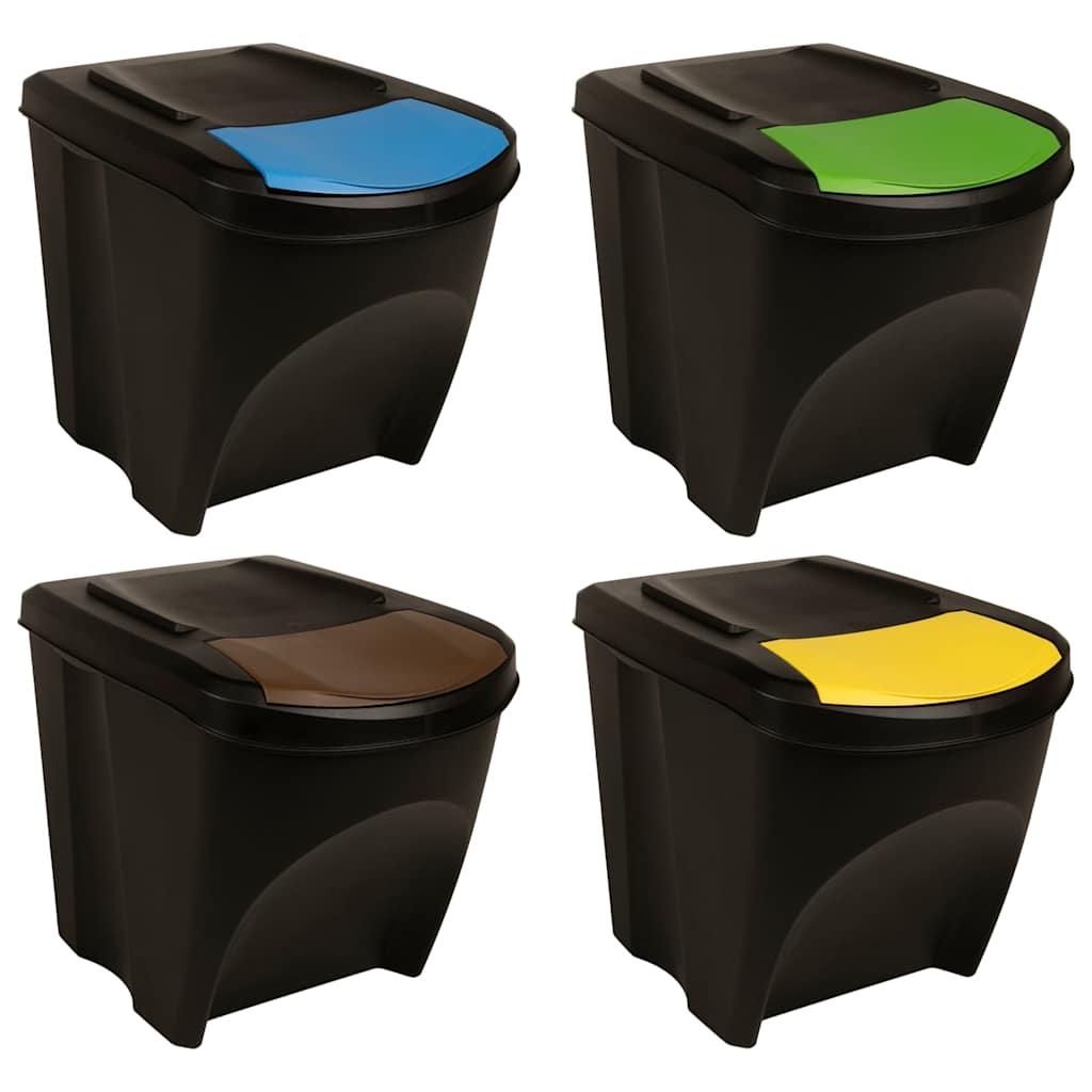 vidaXL Stackable Garbage Bin Boxes 4 pcs Anthracite 26.4 gal Polypropylene image