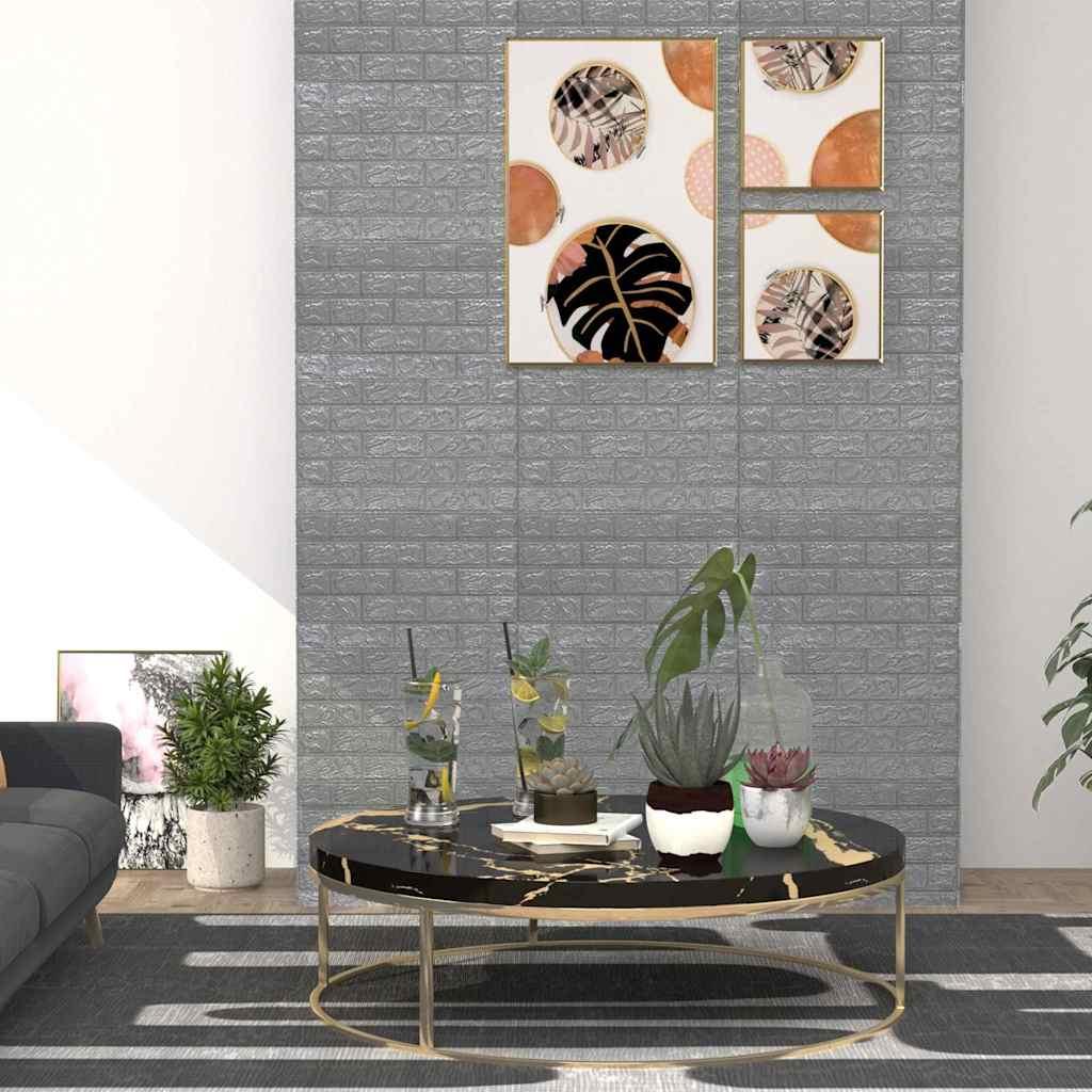 vidaXL 3D Wallpaper Bricks Self-adhesive 40 pcs Anthracite image