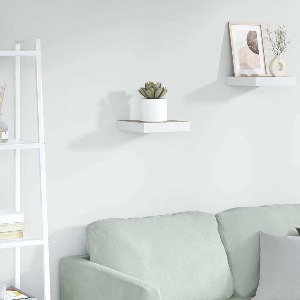 vidaXL Floating Wall Shelf Oak and White 9.1"x9.3"x1.5" MDF image