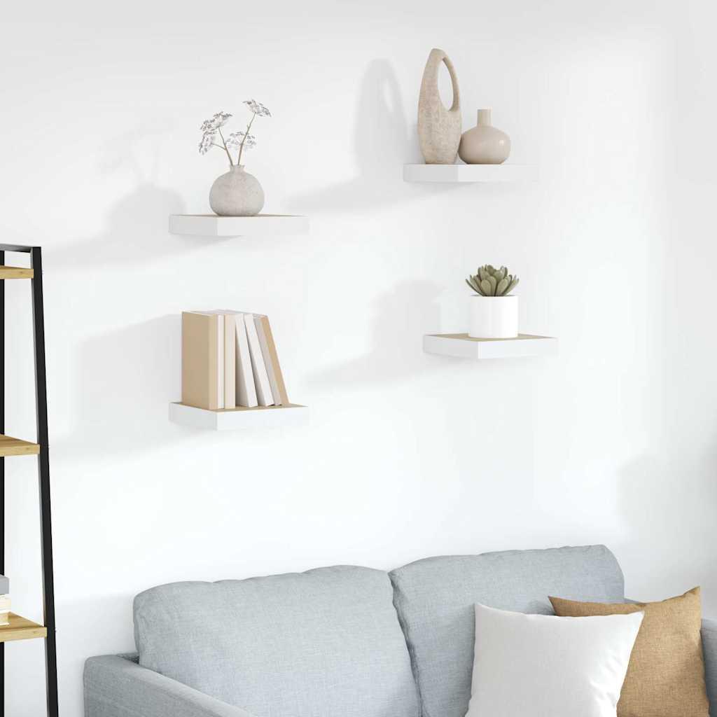 vidaXL Floating Wall Shelves 4 pcs Oak and White 9.1"x9.3"x1.5" MDF image