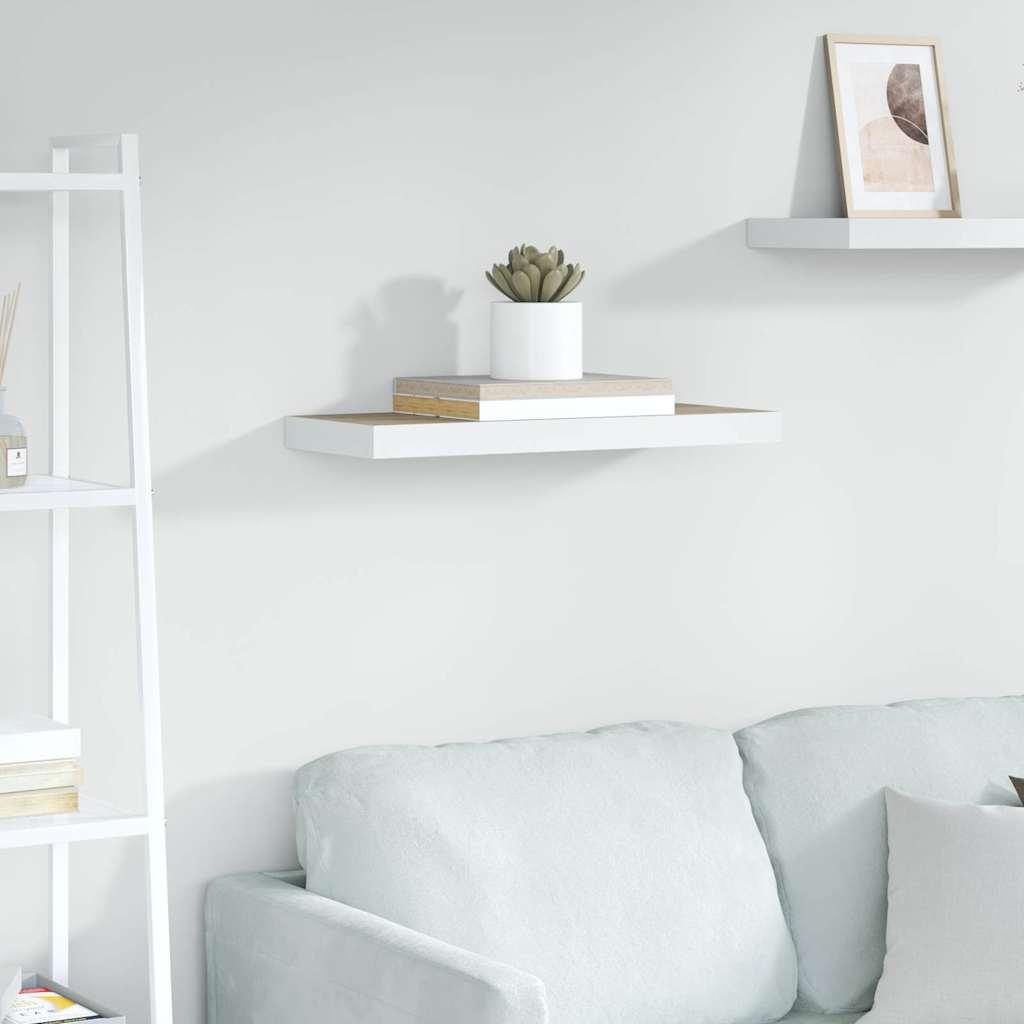 vidaXL Floating Wall Shelf Oak and White 23.6"x9.3"x1.5" MDF image