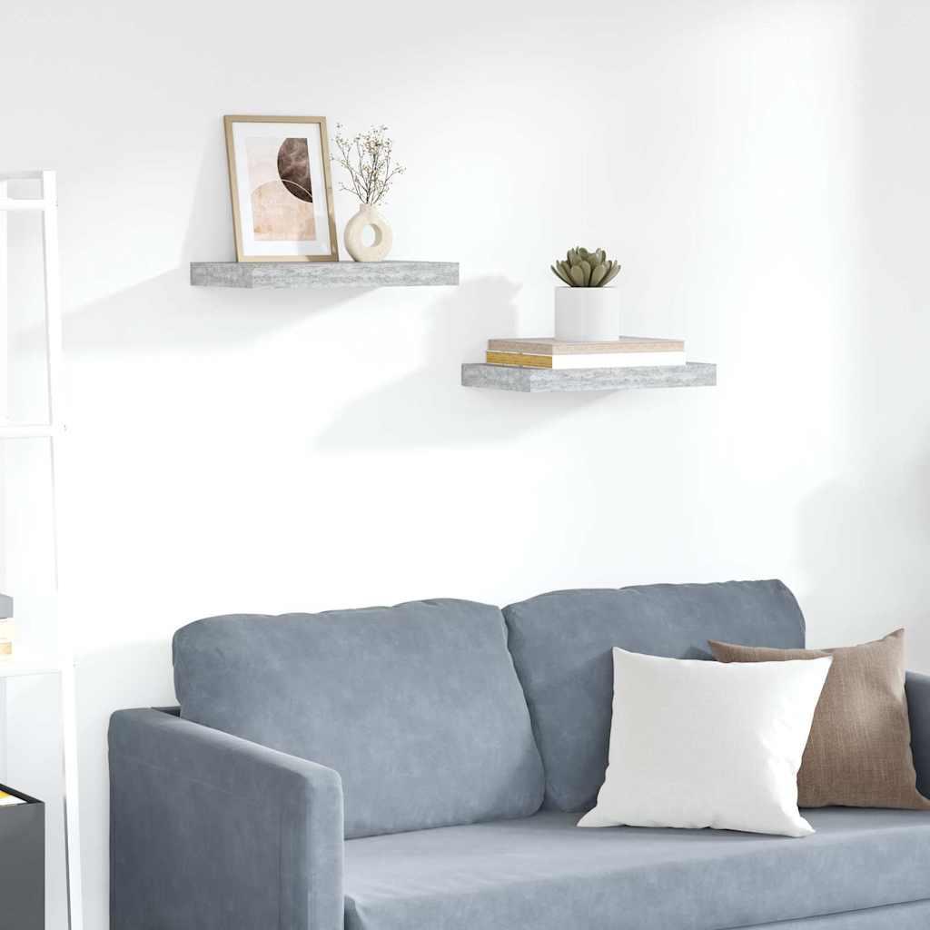 vidaXL Floating Wall Shelves 2 pcs Concrete Gray 15.7"x9.3"x1.5" MDF image