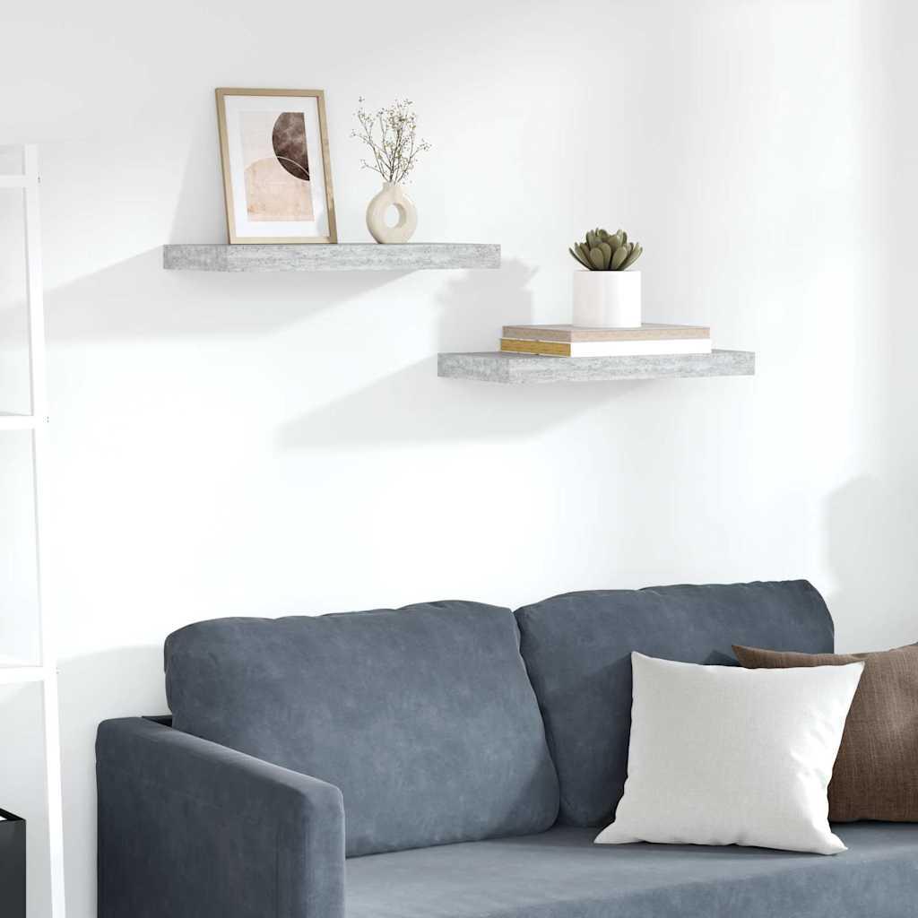 vidaXL Floating Wall Shelves 2 pcs Concrete Gray 19.7"x9.3"x1.5" MDF image