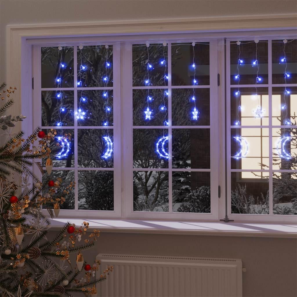 vidaXL Star and Moon Fairy Lights Remote Control 138 LED Blue image