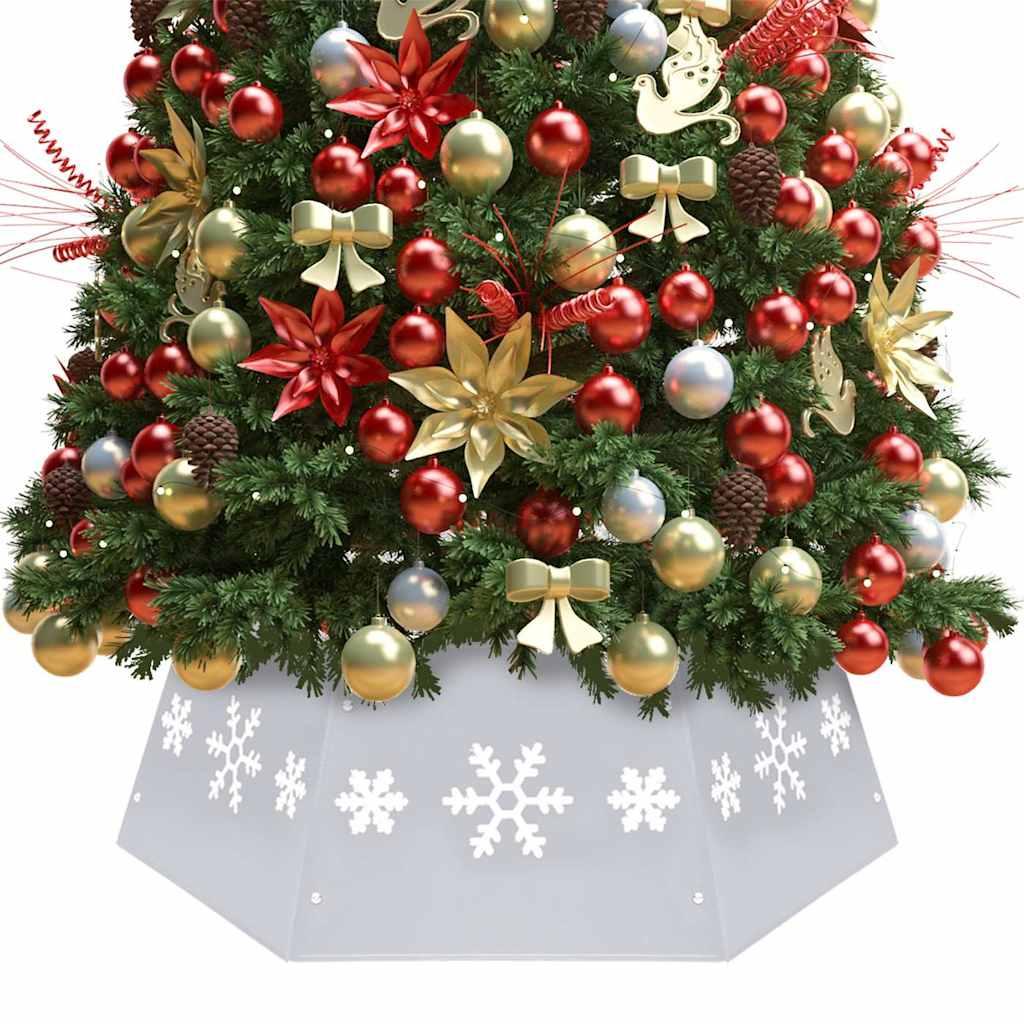 vidaXL Christmas Tree Skirt Silver and White Metal Medium image