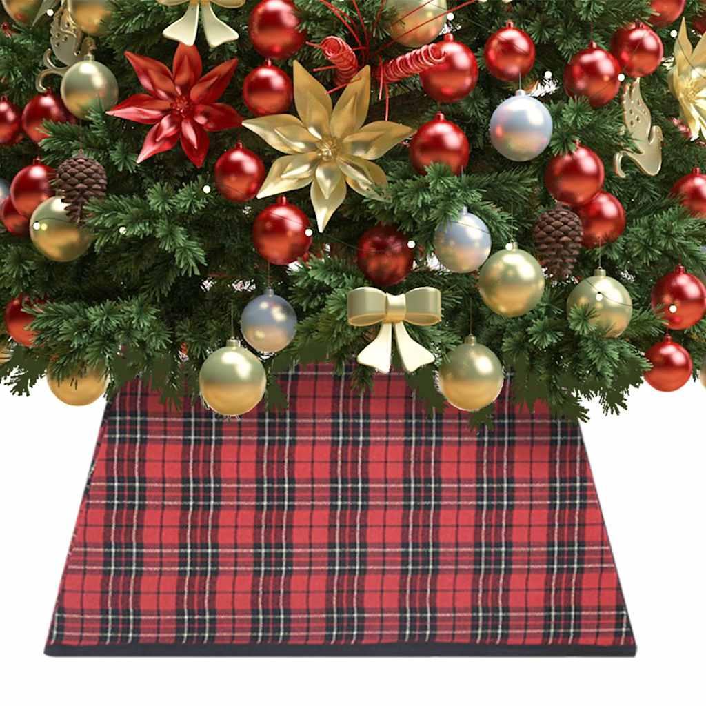 vidaXL Christmas Tree Skirt Red and Black 18.9x18.9x9.8 image
