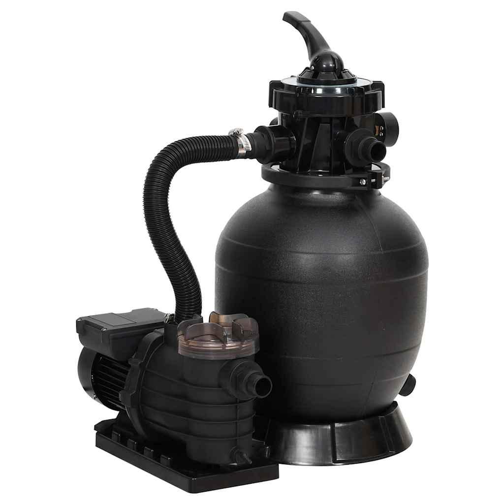 vidaXL Sand Filter Black Steel, PE, ABS Sturdy Outdoor Filter Pump image