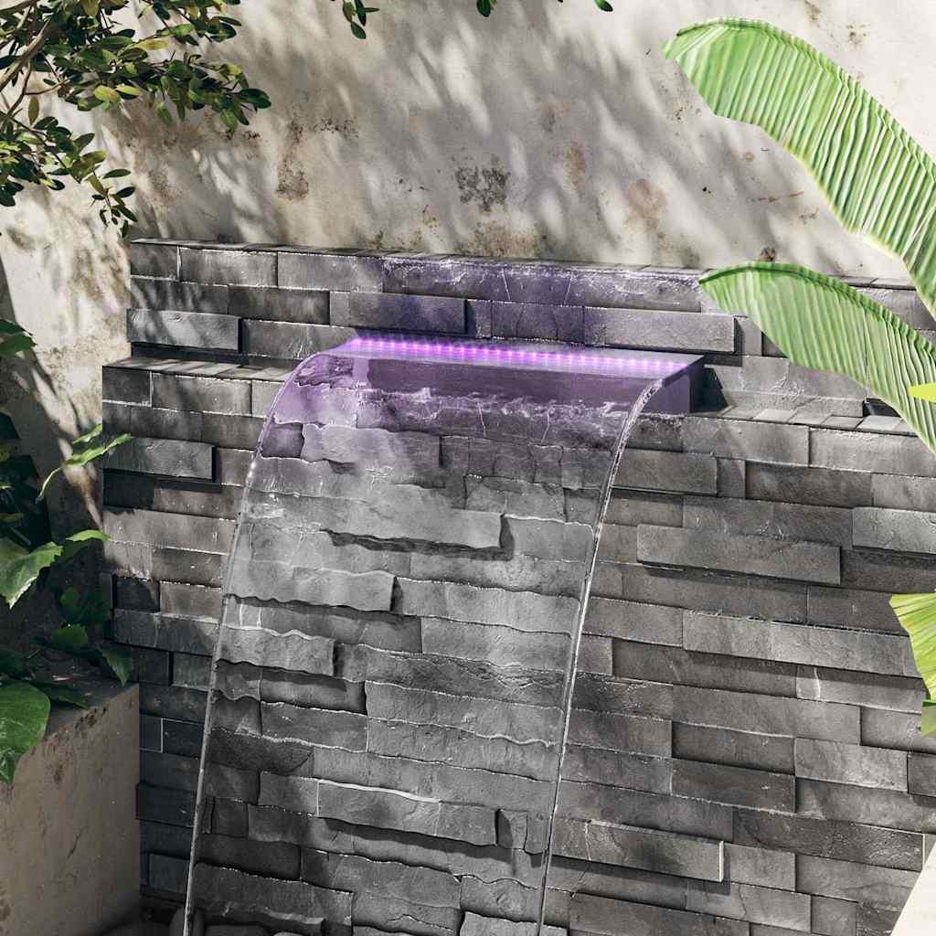 vidaXL Waterfall Spillway Grey and Transparent Acrylic Decorative Inlays image