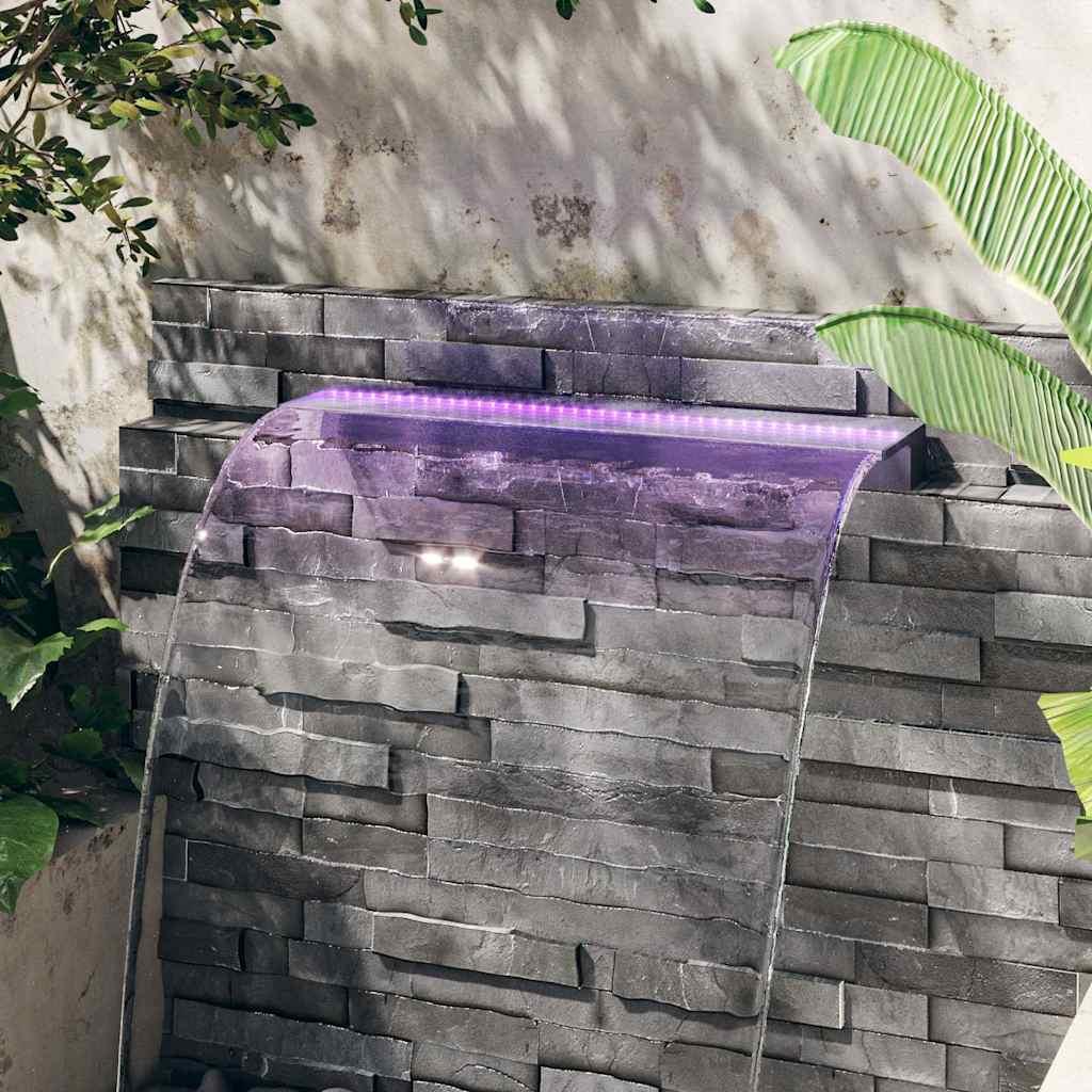 vidaXL Waterfall Spillway Grey and Transparent Acrylic 42.5 in Lights image