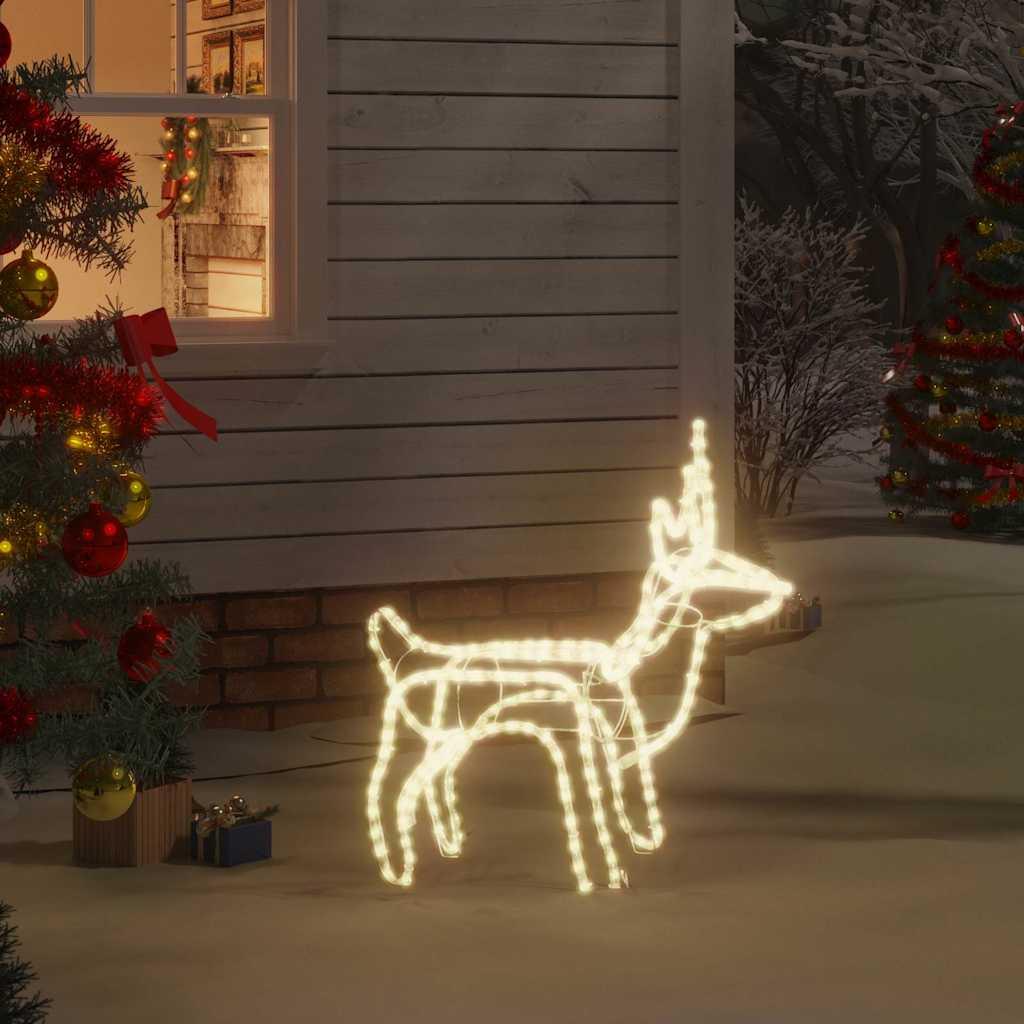 vidaXL Christmas Reindeer Figure Warm White Steel, Polyvinylchloride image