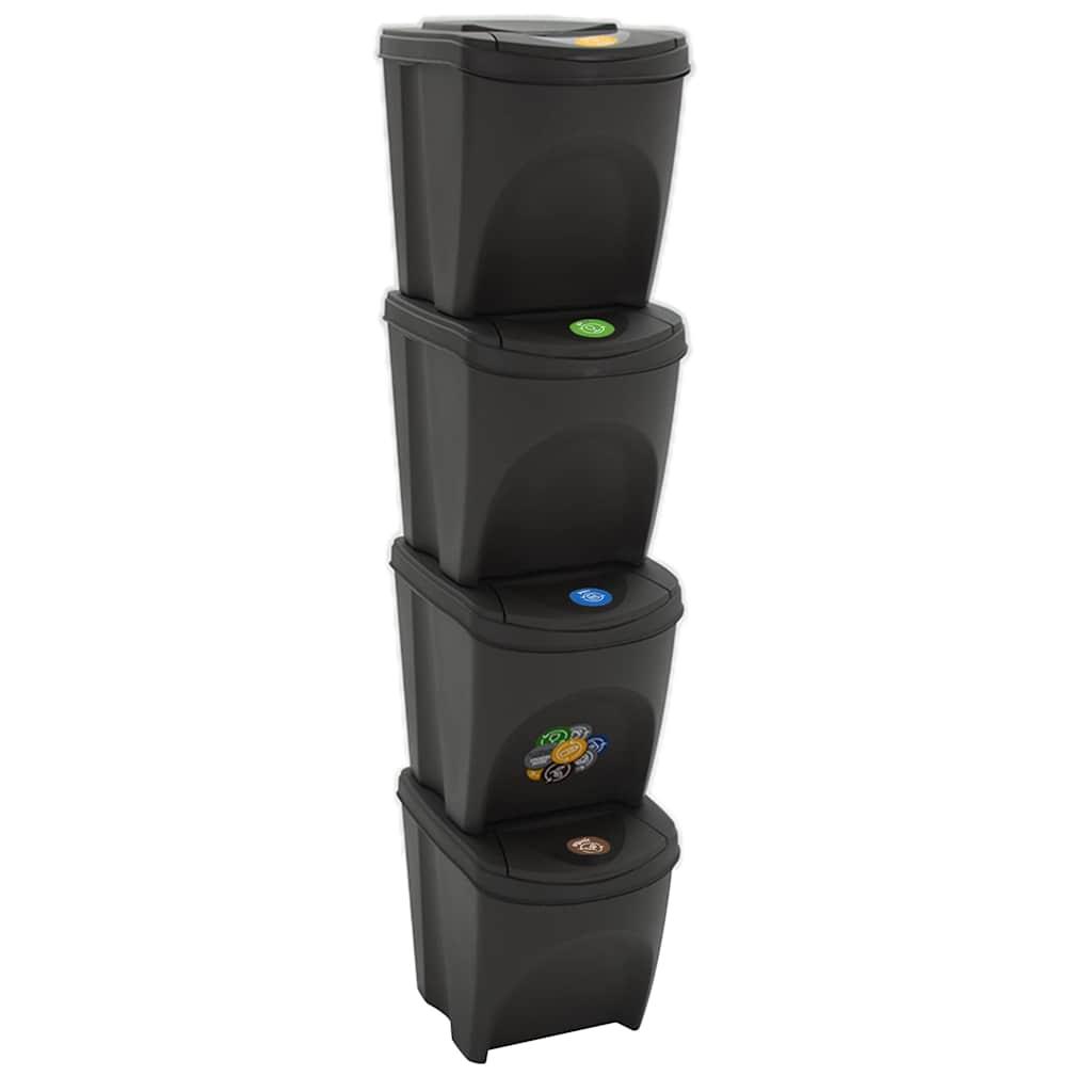 vidaXL Stackable Garbage Bin Boxes 4 pcs Grey 26.4 gal Polypropylene image