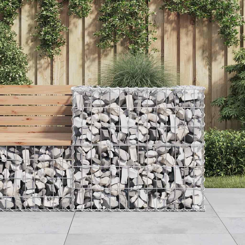 vidaXL Gabion Basket Silver 27.6"x27.6"x25.6" Galvanized Iron image