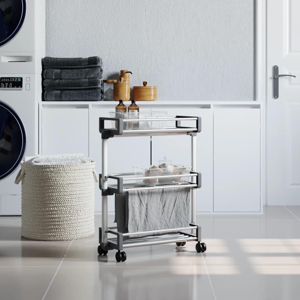 vidaXL Storage Trolley 23.2 Inchx7.9 Inchx29.5 Inch Aluminum image