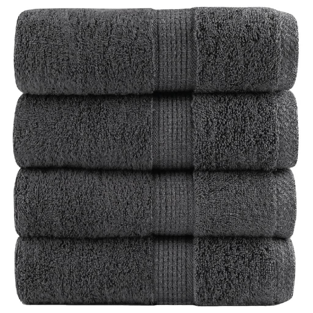 vidaXL Guest Towel Set of 4 Anthracite 100% cotton 11.8 x 19.7 in image