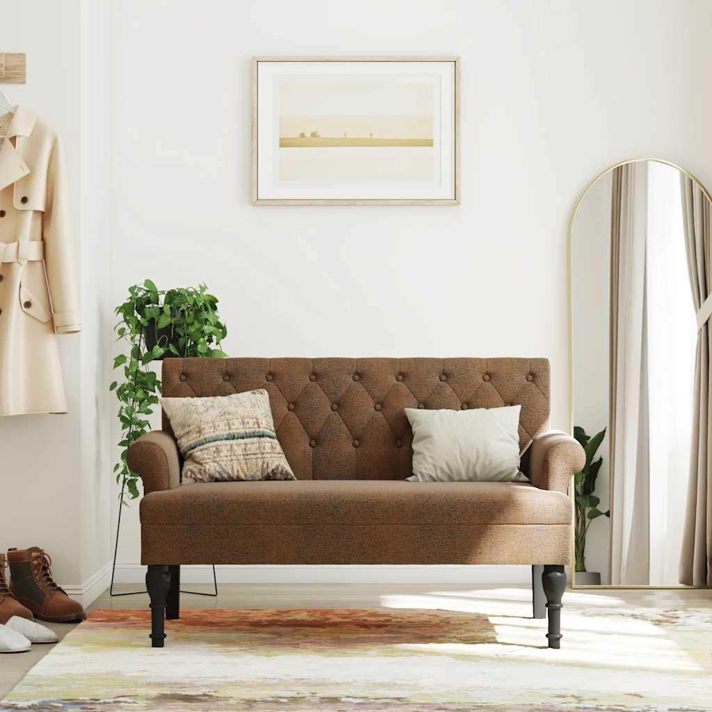 vidaXL Bench with Backrest Brown 47.2"x24.4"x29.7" Faux Suede Leather image