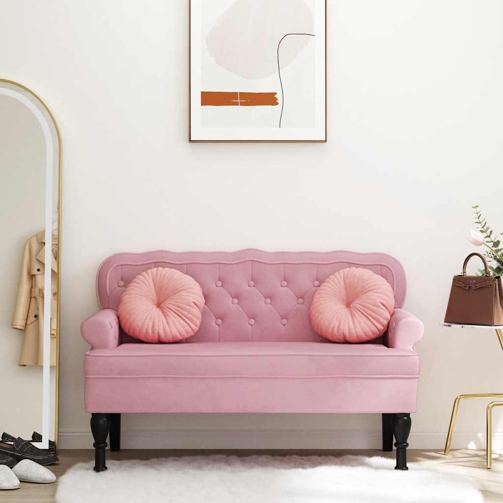 vidaXL Bench with Backrest Pink 47"x25.4"x29.5" Velvet image