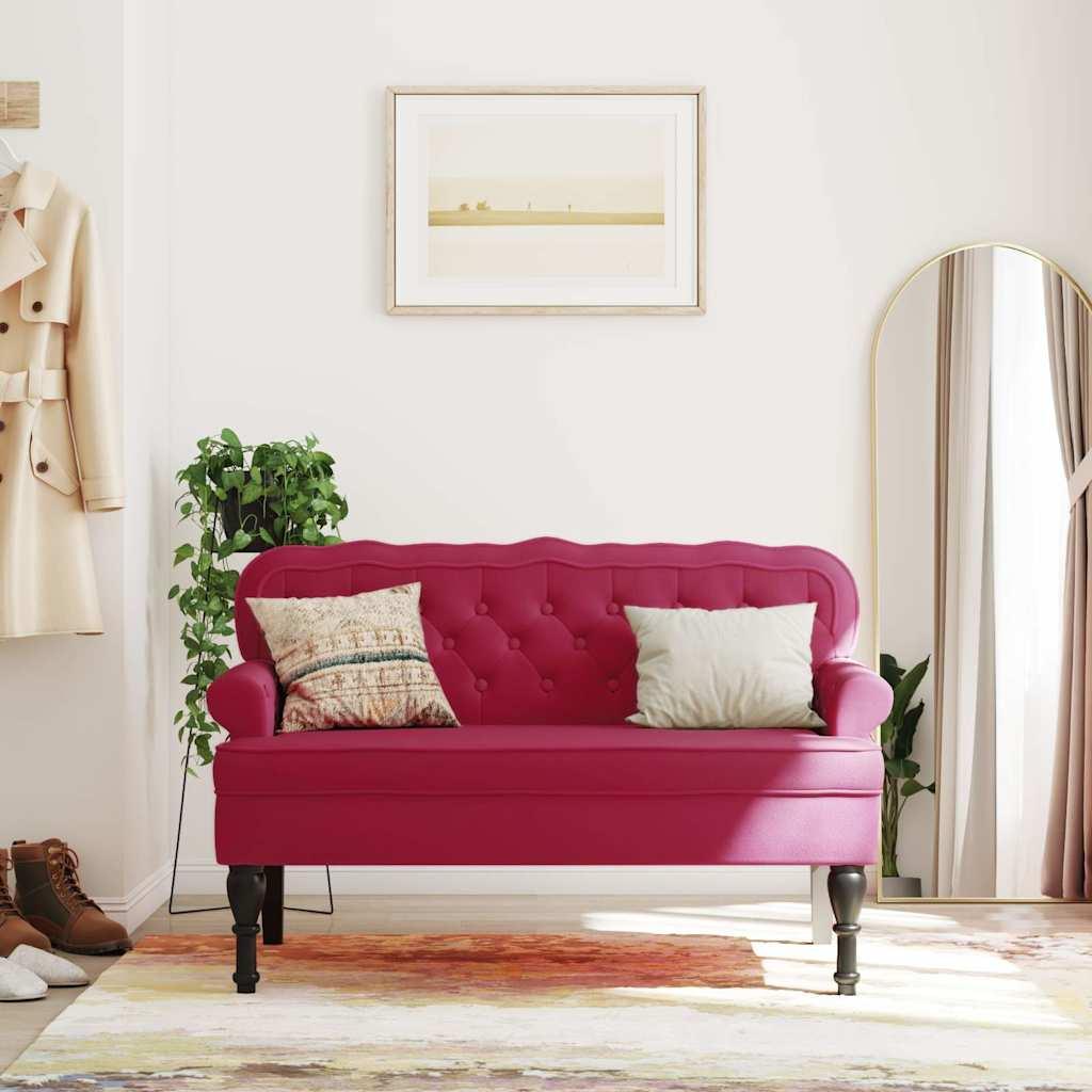 vidaXL Bench with Backrest Wine Red 47"x25.4"x29.5" Velvet image