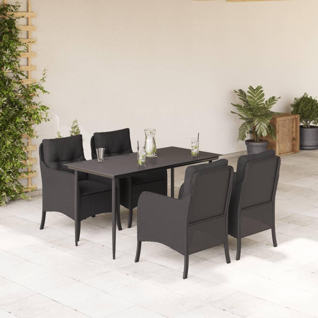 vidaXL Garden Dining Set Black PE Rattan 5 Piece Set Durable image