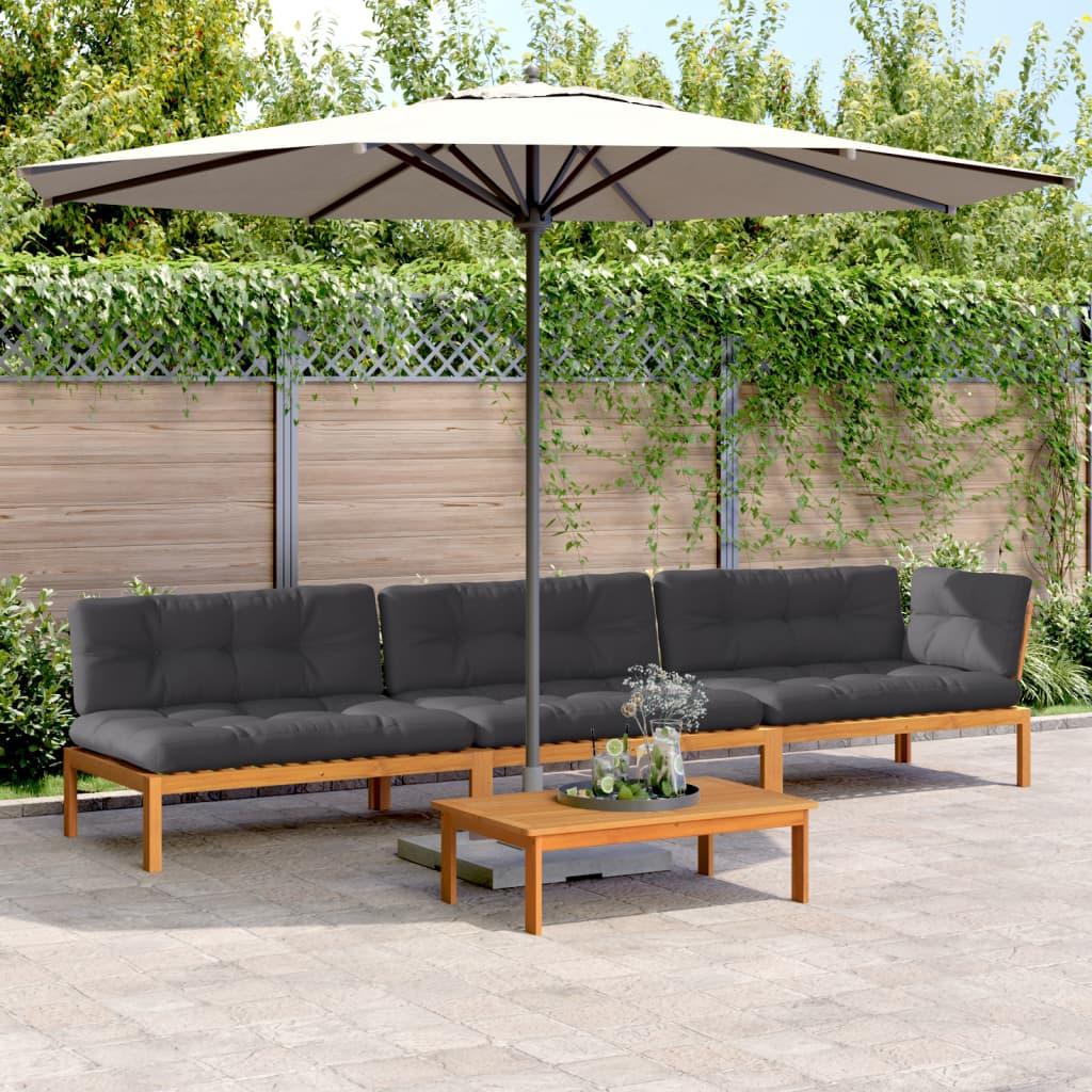 vidaXL Pallet Sofa Set Anthracite Solid Acacia wood, 100% polyester Large image