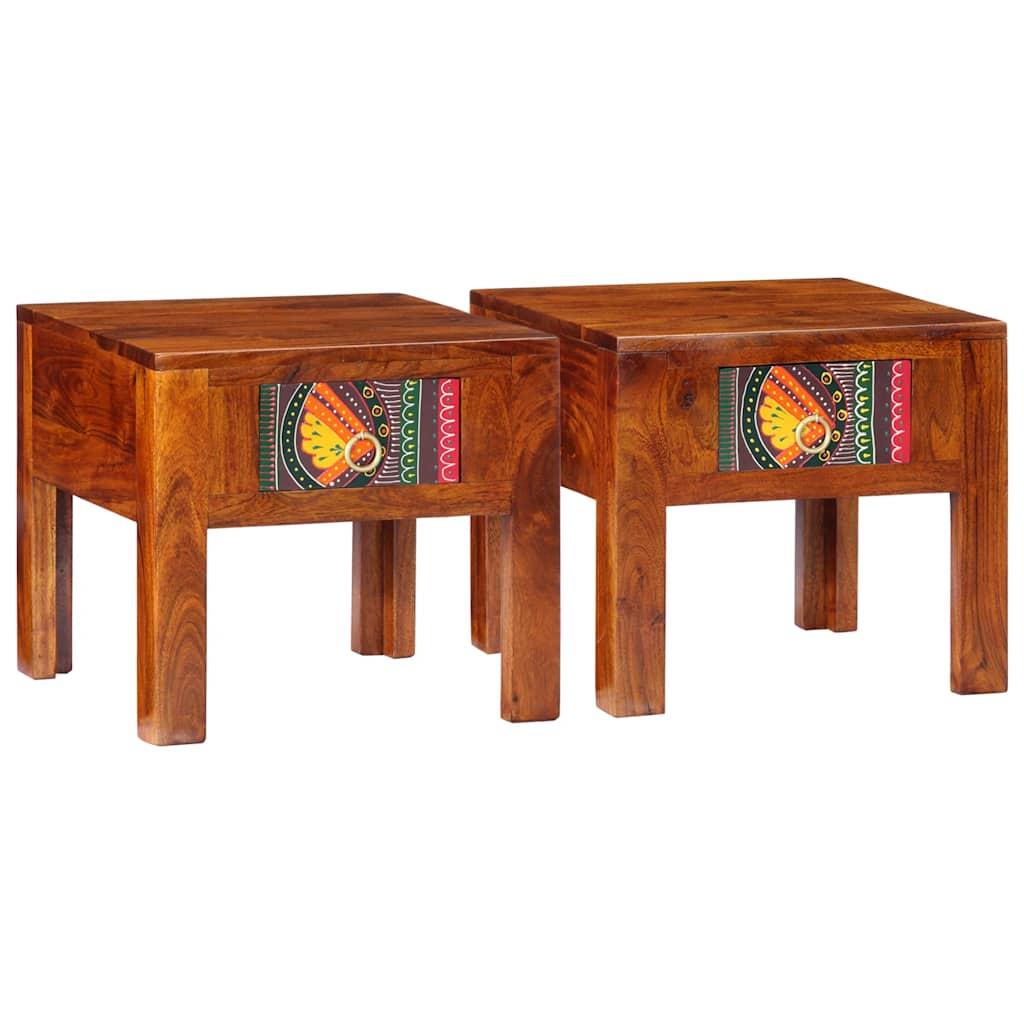 vidaXL Bedside Cabinet Set of 2 Honey brown Solid acacia wood Medium image