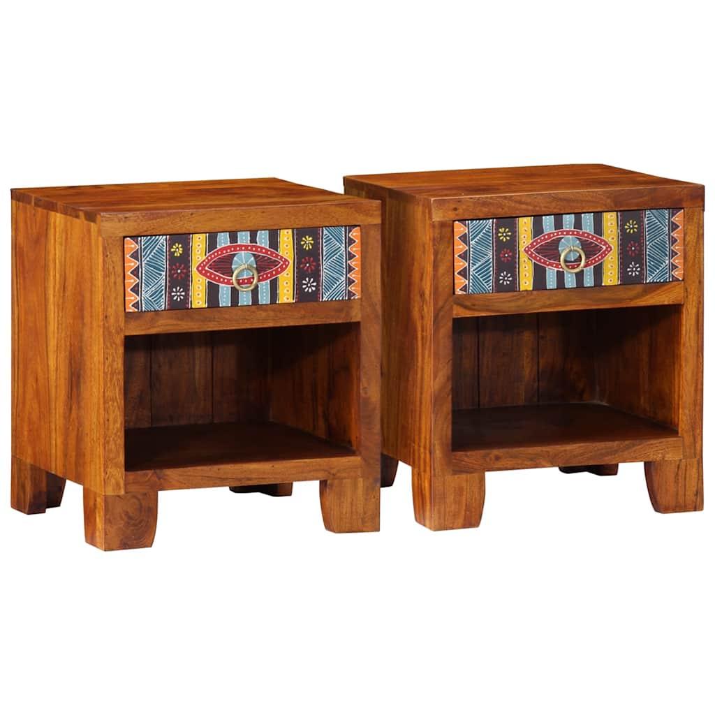 vidaXL Bedside Cabinet Set of 2 Honey Brown Solid Acacia wood Medium image