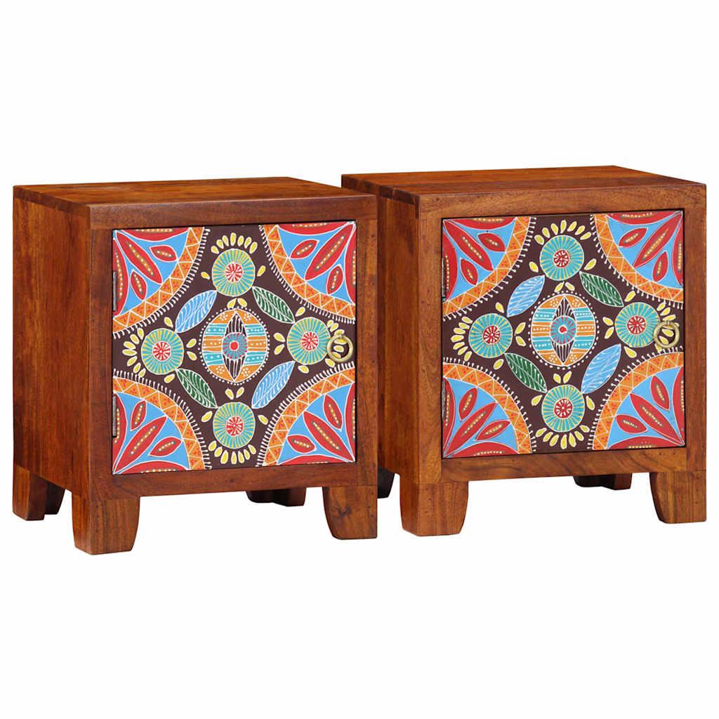 vidaXL Bedside Cabinet Set of 2 Honey brown Solid Acacia wood Medium image