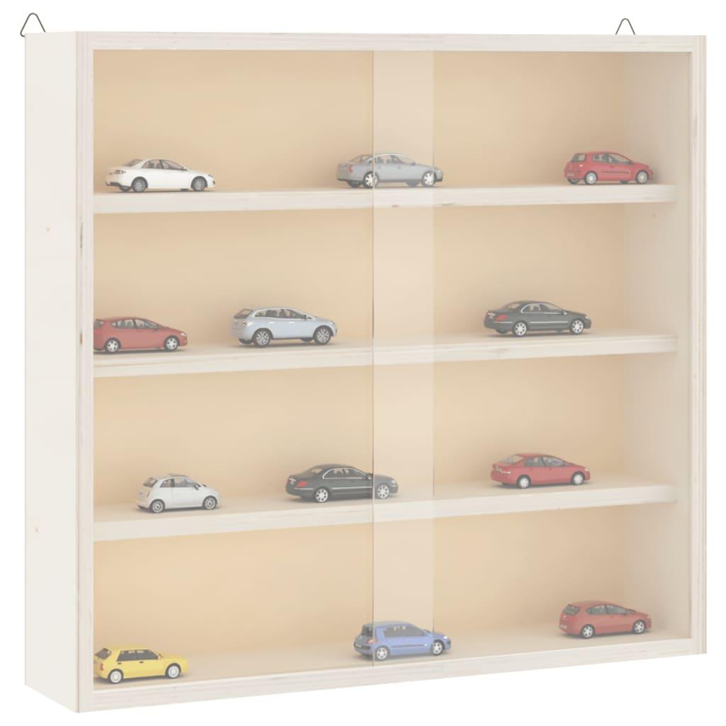 vidaXL Wooden Collector's Display Case Brown Plywood and PET Rectangular image