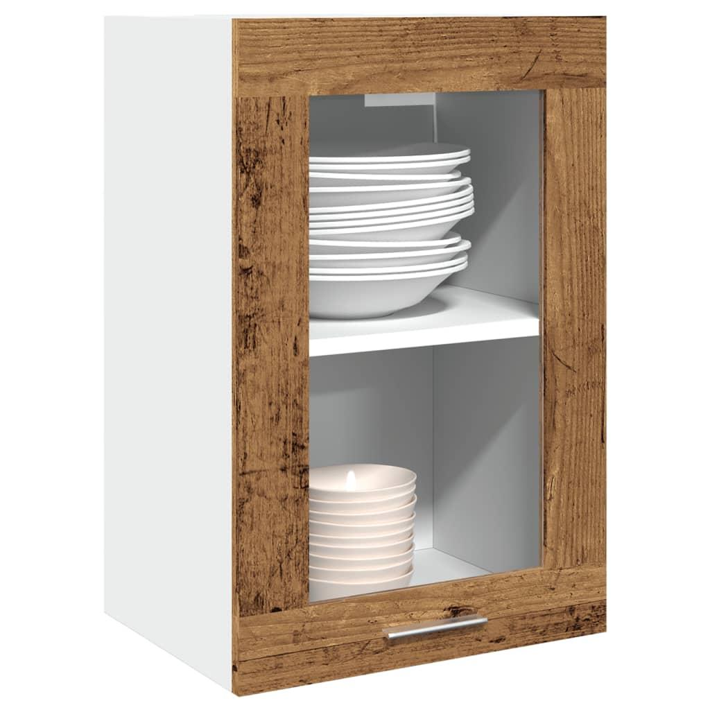 vidaXL Hanging Glass Cabinet Old wood Engineered wood Medium image