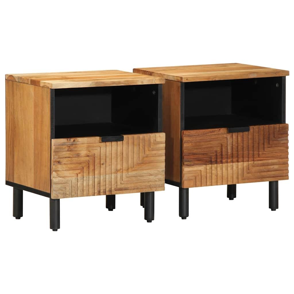 vidaXL Bedside Cabinet Set of 2 Natural Wood Solid Acacia Wood Medium image