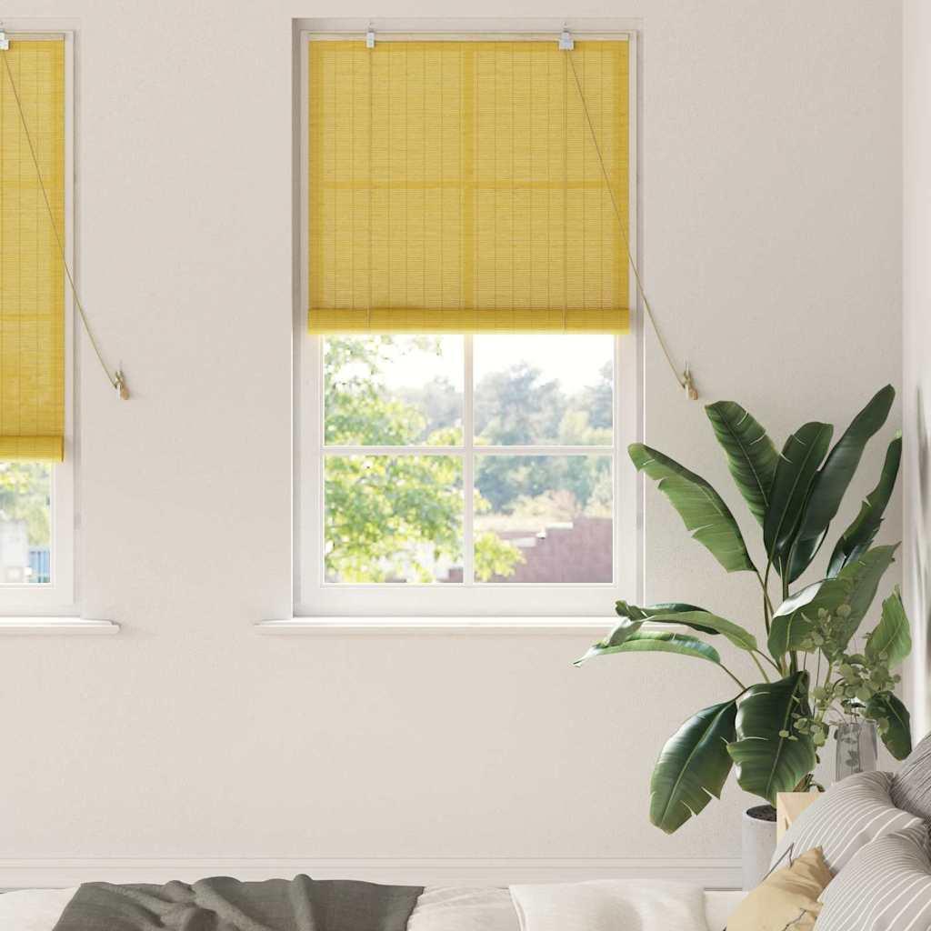vidaXL Roller Blind Yellow 31.50 x 86.61 in Bamboo image
