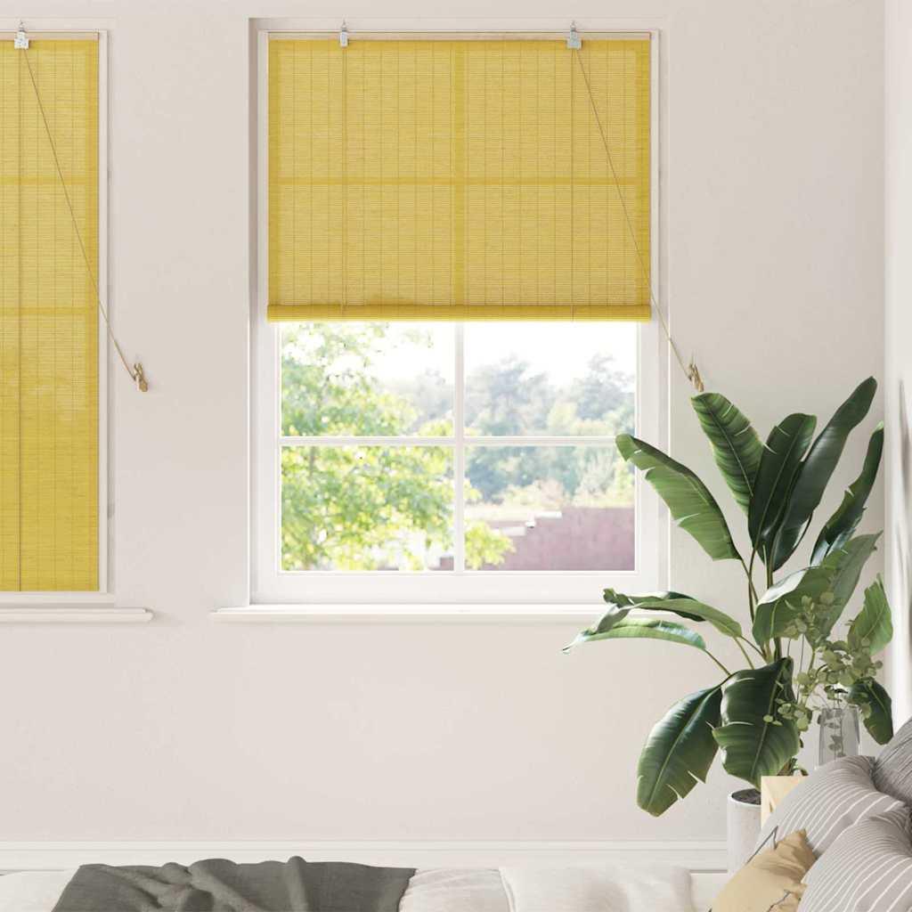vidaXL Roller Blind Yellow 43.31 x 62.99 in Bamboo image